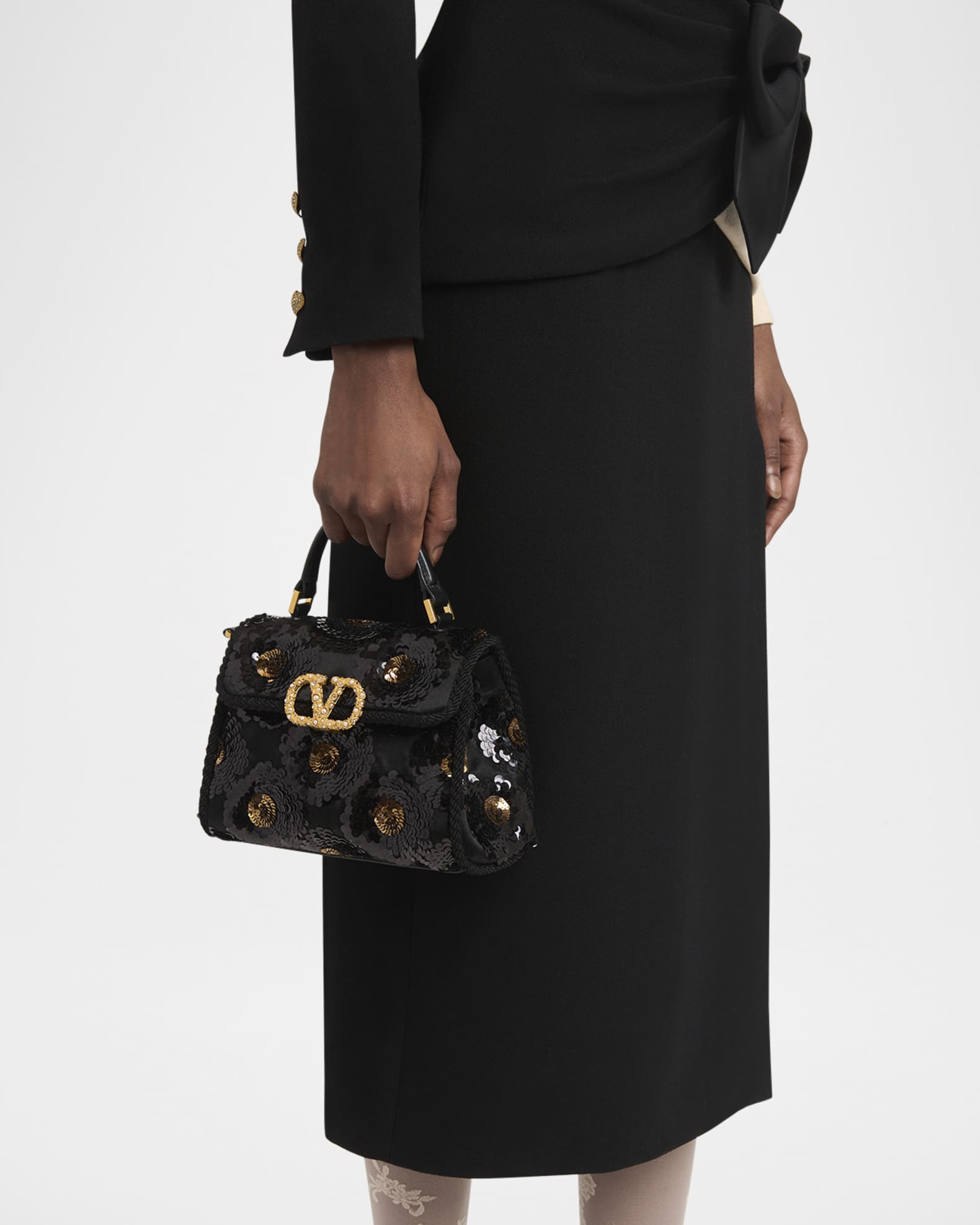 Valentino Garavani VSling Mini Sequin-Embellished Top-Handle Bag