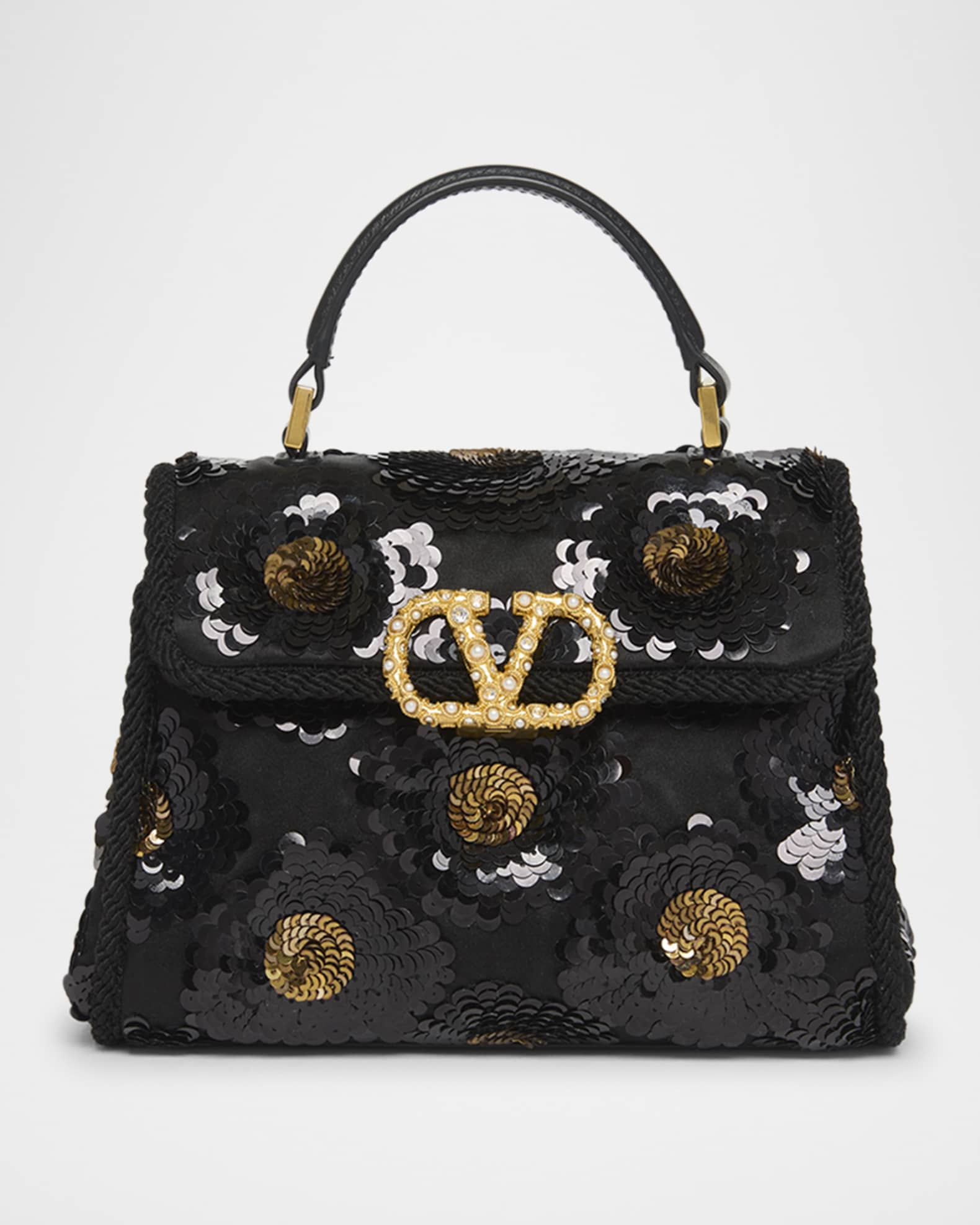 Valentino Garavani VSling Mini Sequin-Embellished Top-Handle Bag