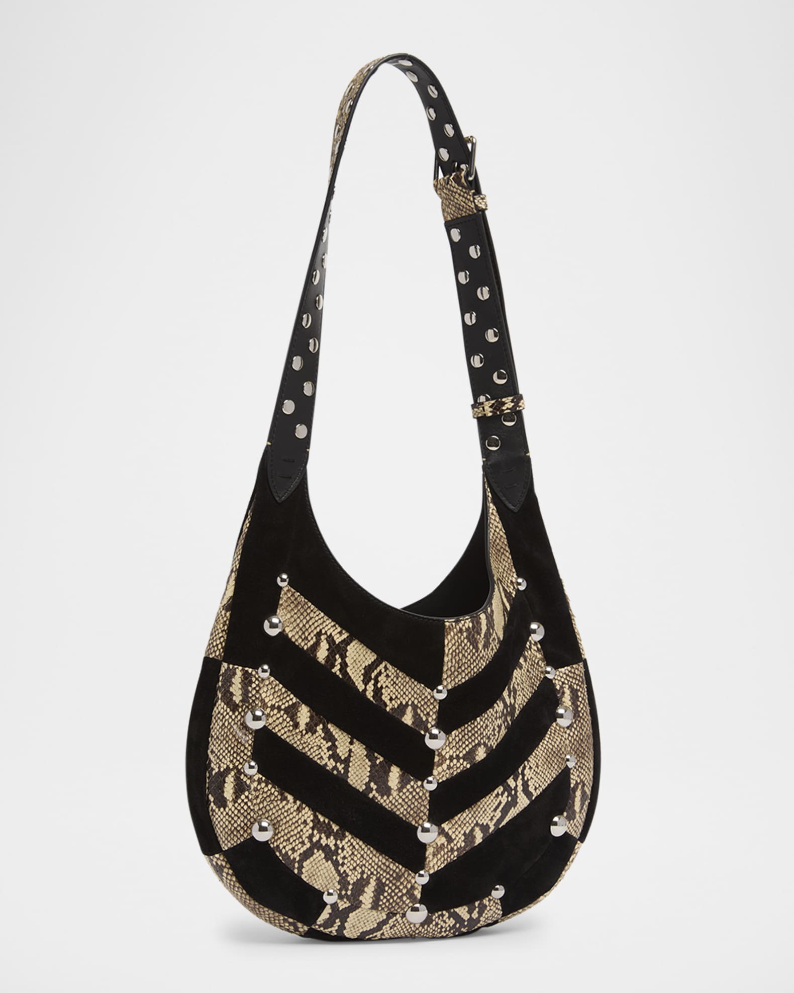 Valentino Garavani Small Patchwork Suede & Python Hobo Bag | Neiman Marcus