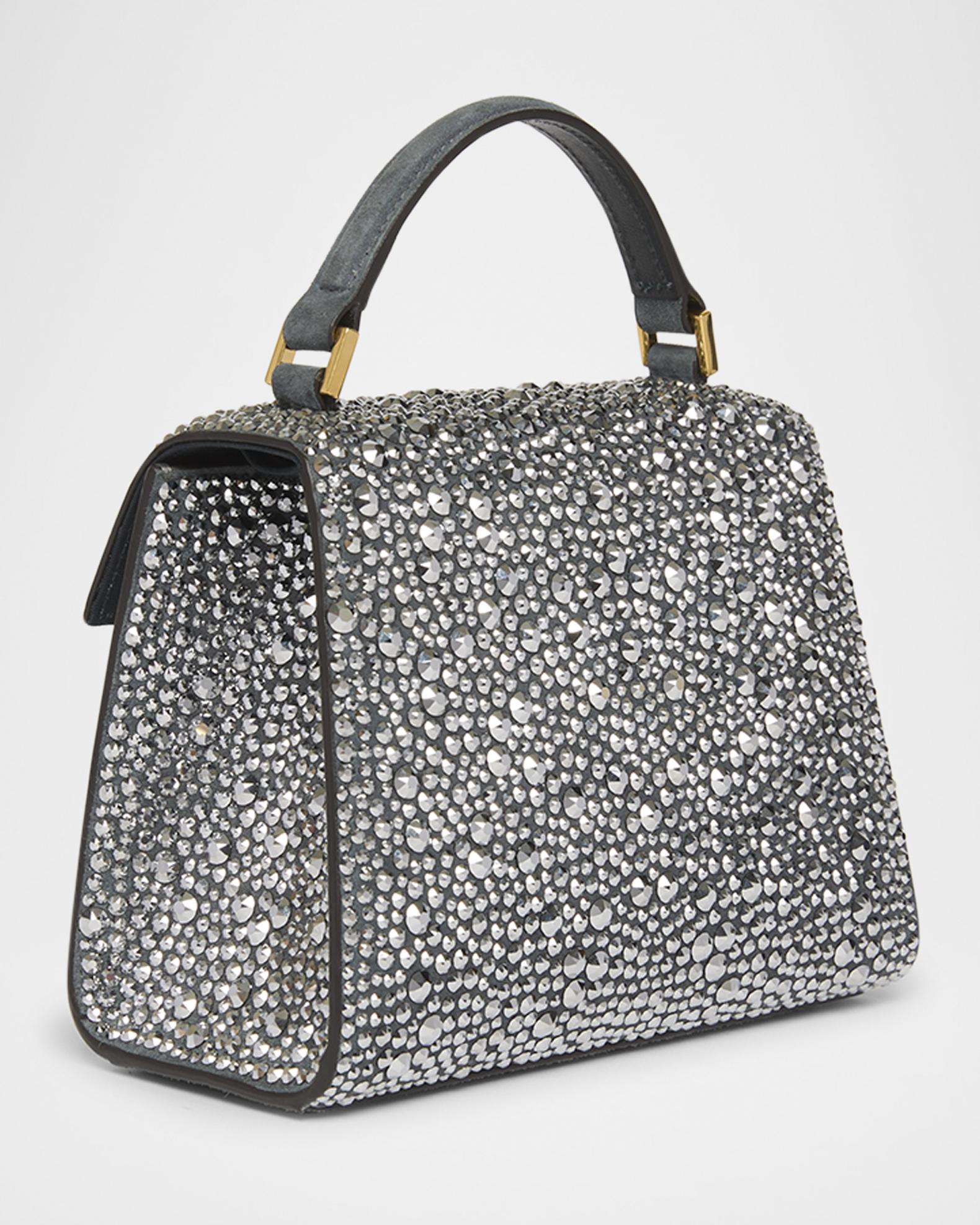 Valentino Garavani VSling Mini Rhinestone Suede Top-Handle Bag