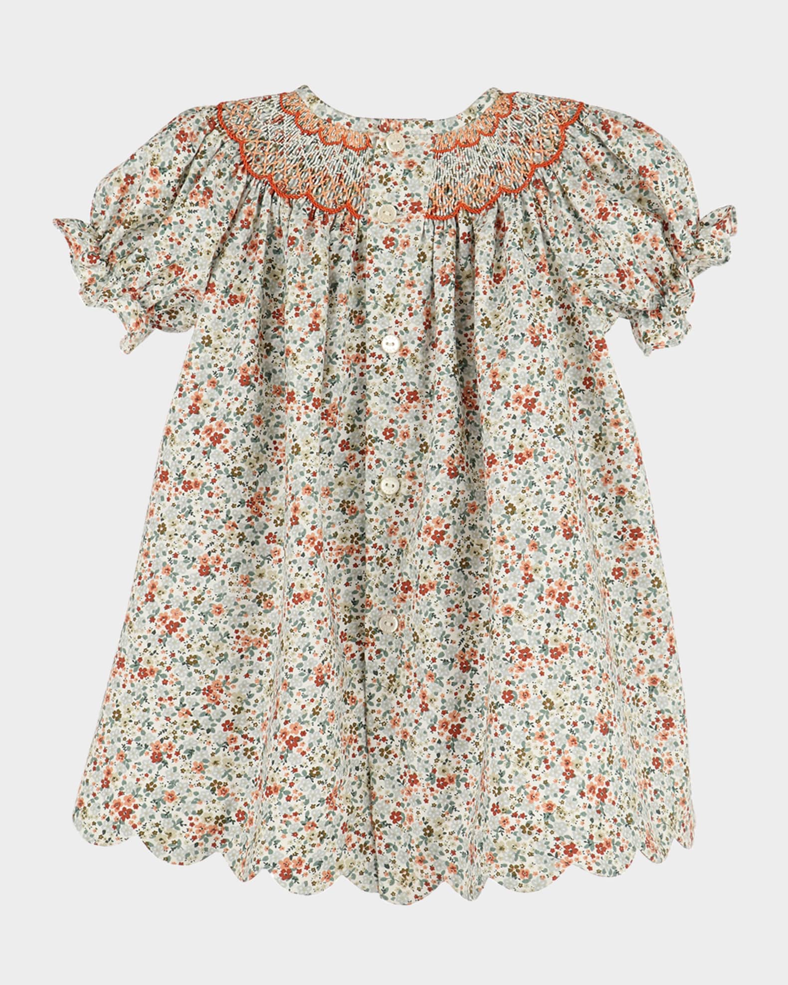 Girl's Autumn Glow Smocked Bishop Dress, Size 6M-24M 1