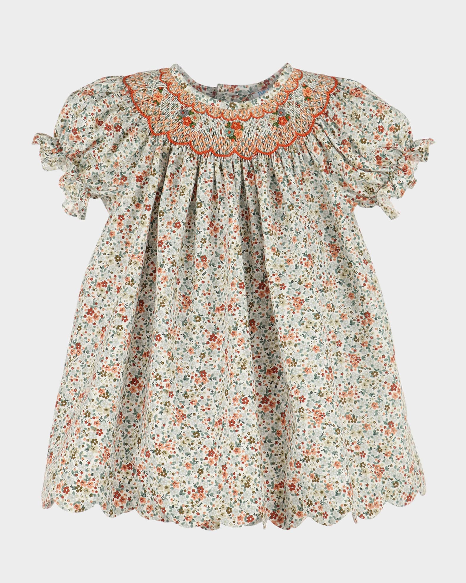 Girl's Autumn Glow Smocked Bishop Dress, Size 6M-24M 0