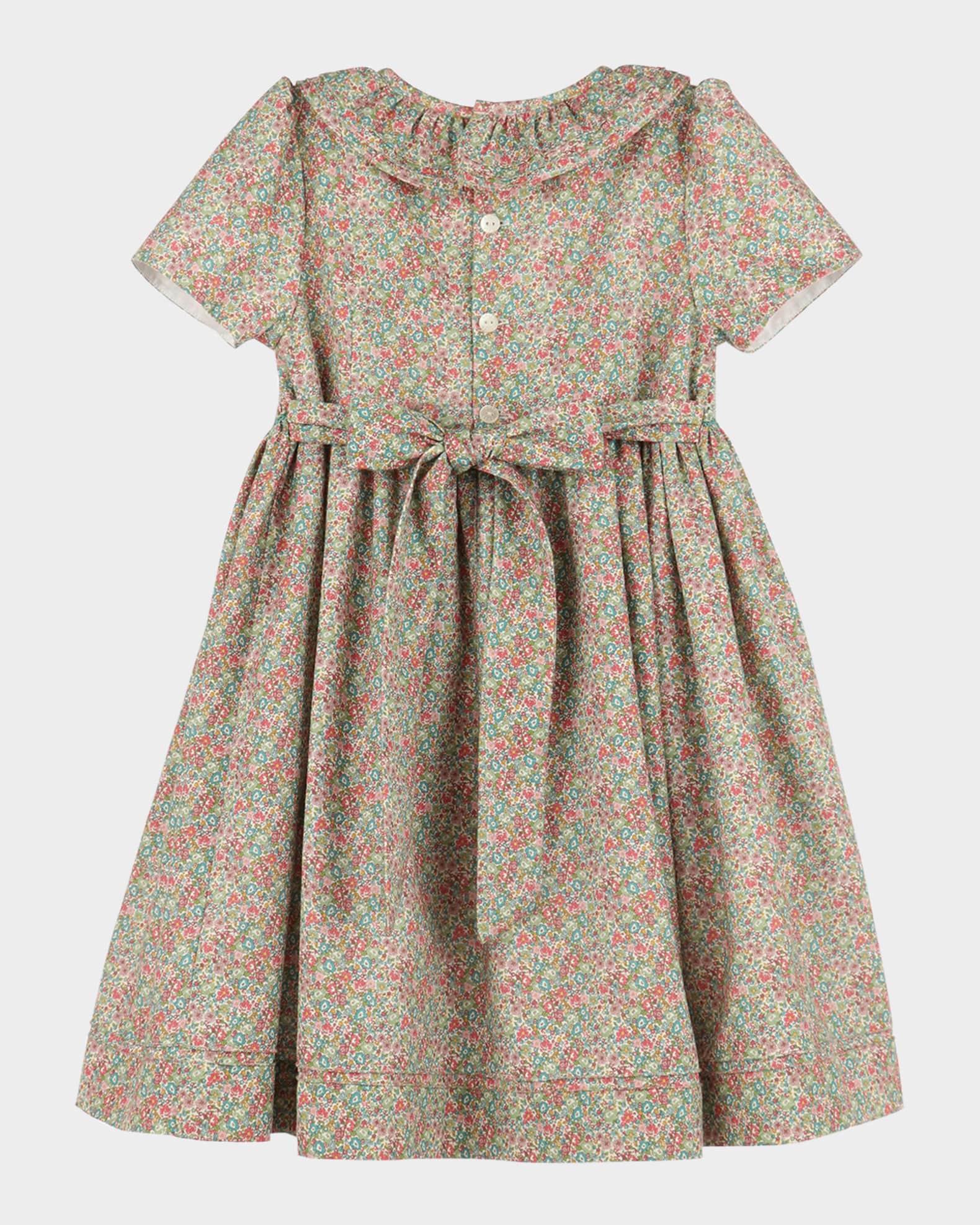 Girl's Sugarplum Bouquet Smocked Cotton Dress, Size 4T-6 1