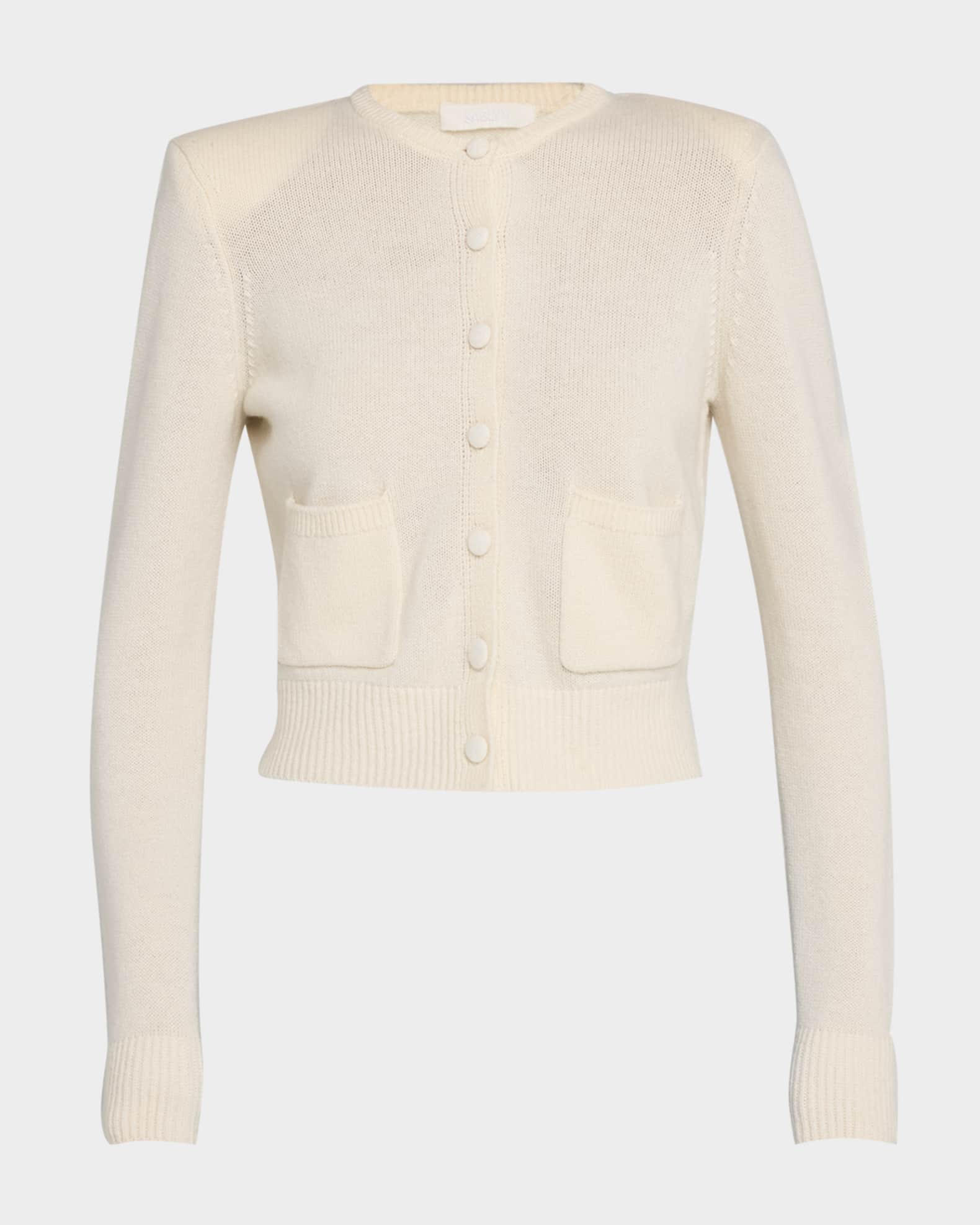 Emilia Shoulder-Pad Cashmere Cardigan 0
