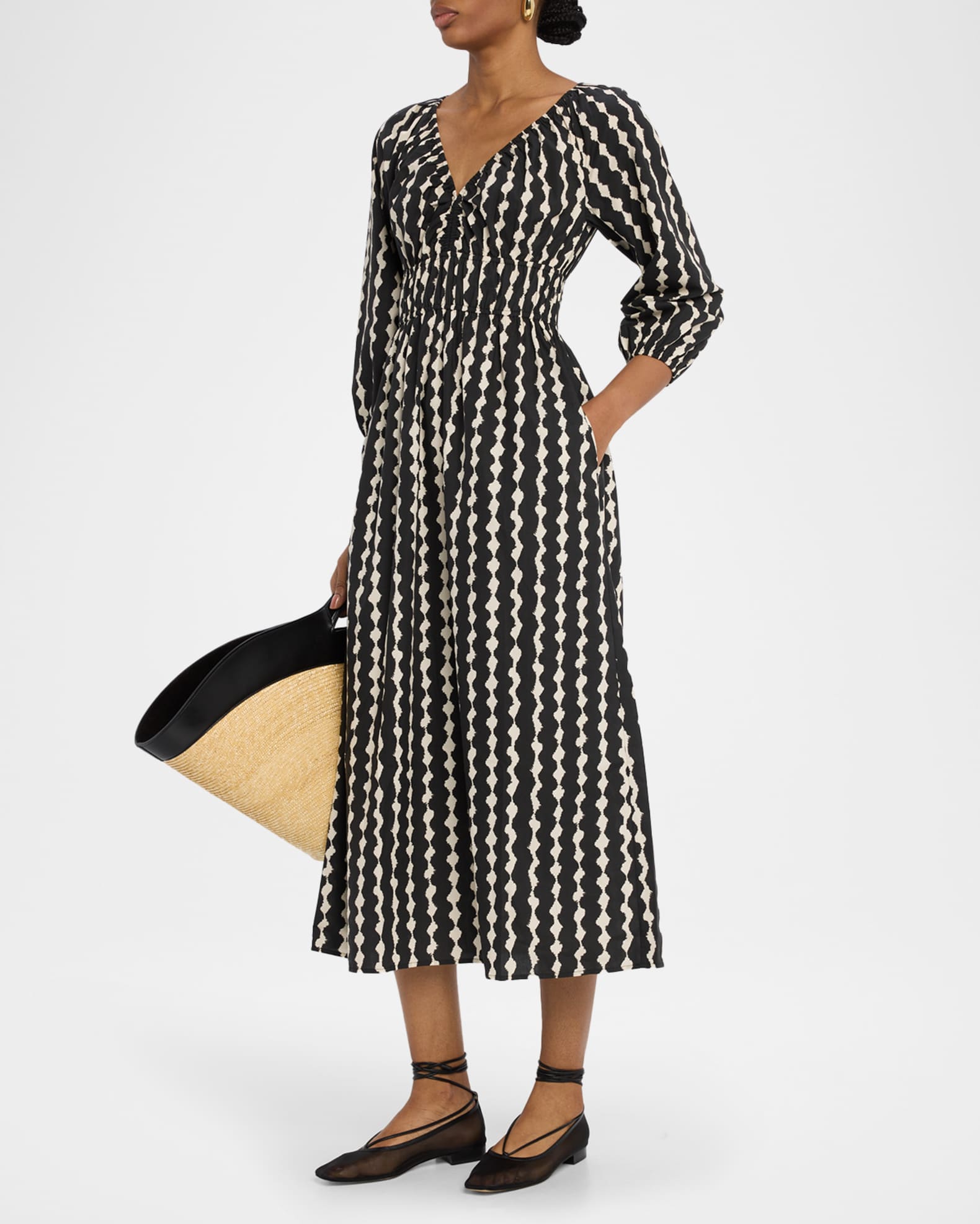 Paio Blouson-Sleeve Midi Dress 1