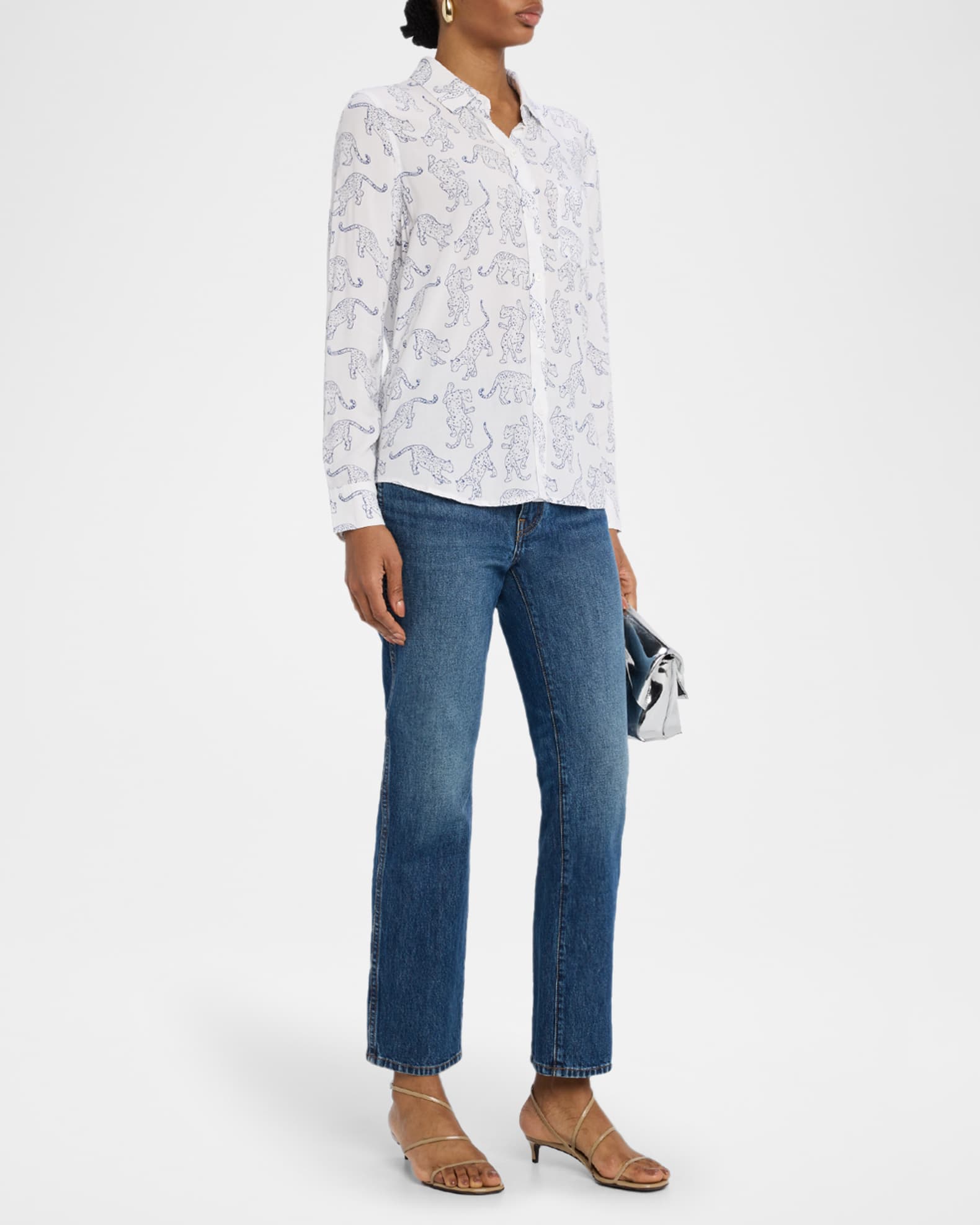 Kathryn Jaguar Button-Front Blouse 1