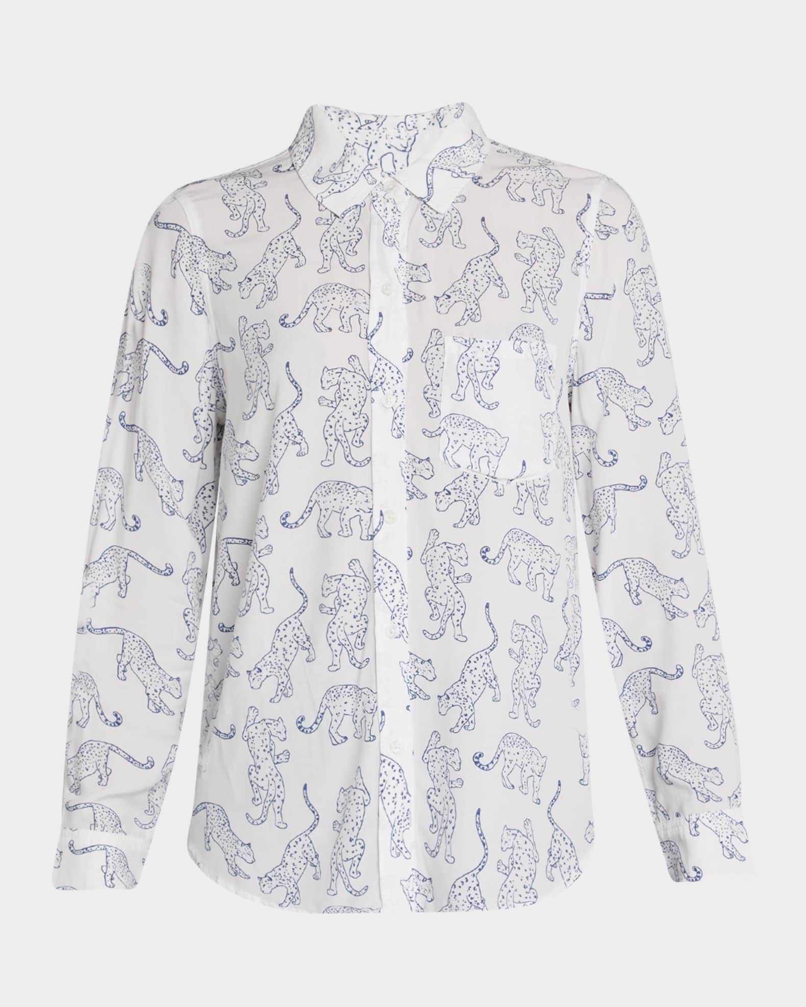 Kathryn Jaguar Button-Front Blouse 0