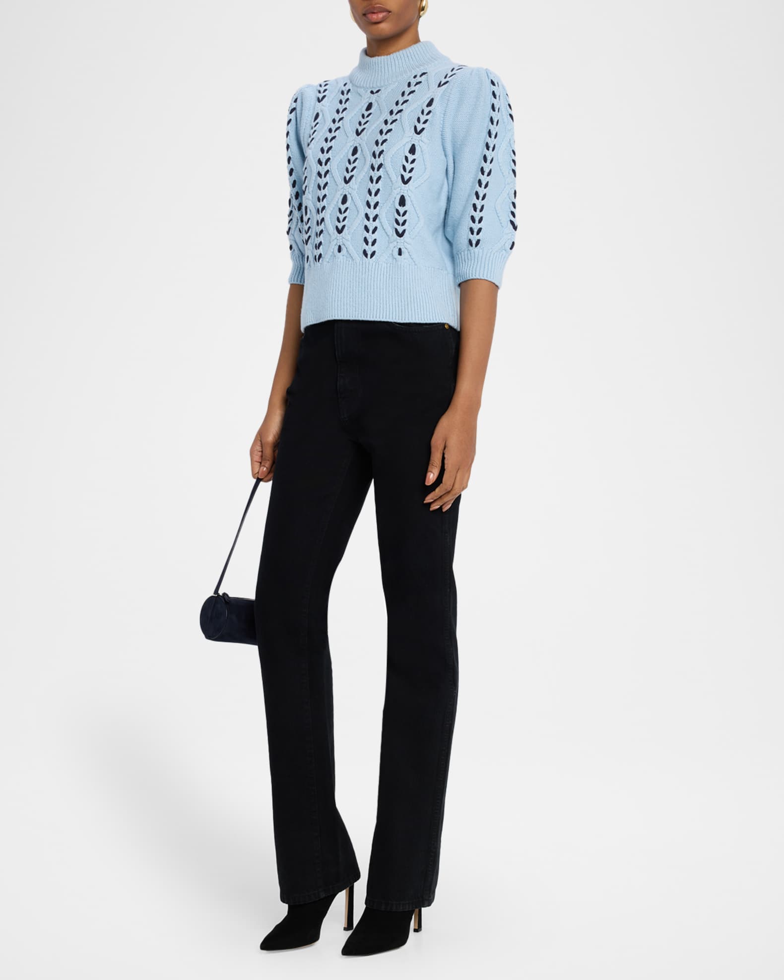 Addy Laced Cable-Knit Mock Sweater 1