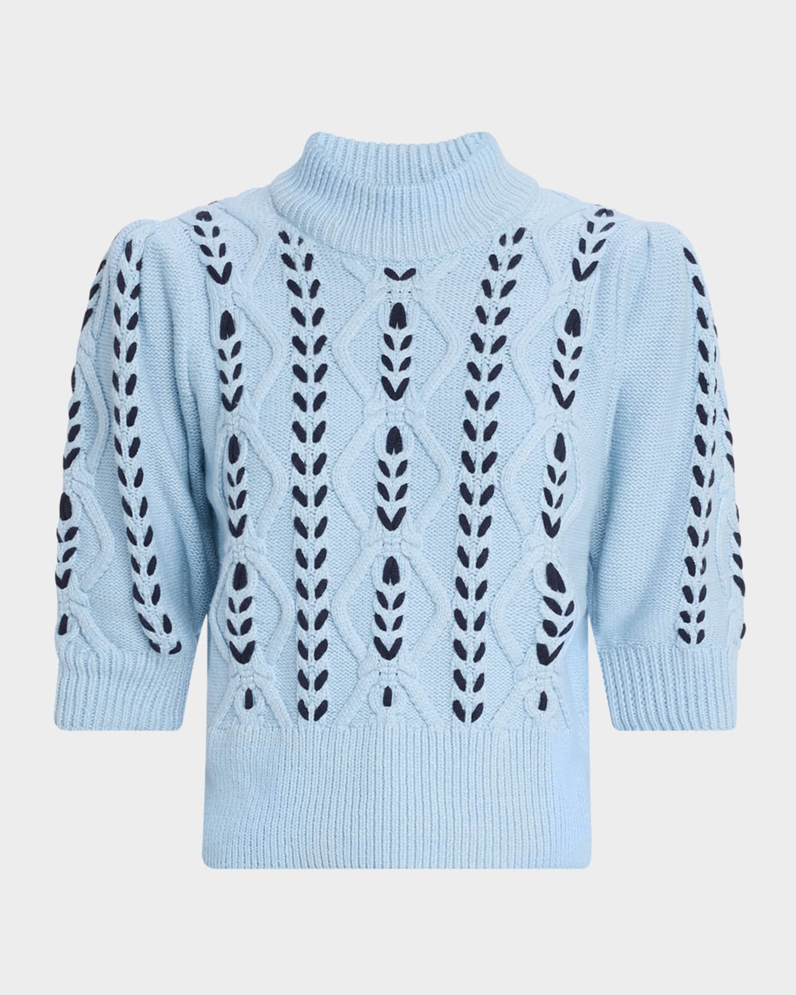 Addy Laced Cable-Knit Mock Sweater 0