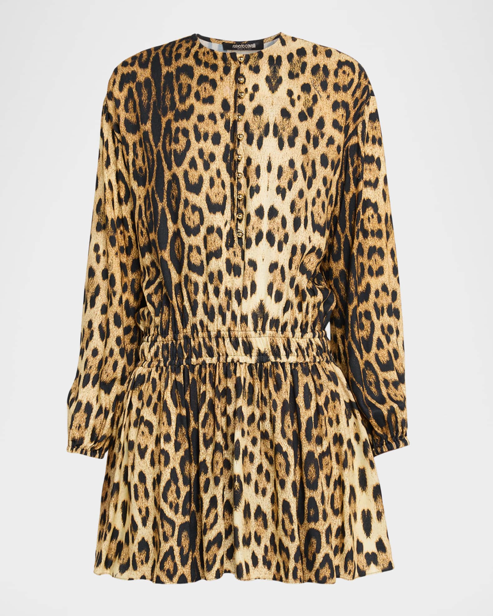 Leopard-Print Long-Sleeve Mini Dress 0