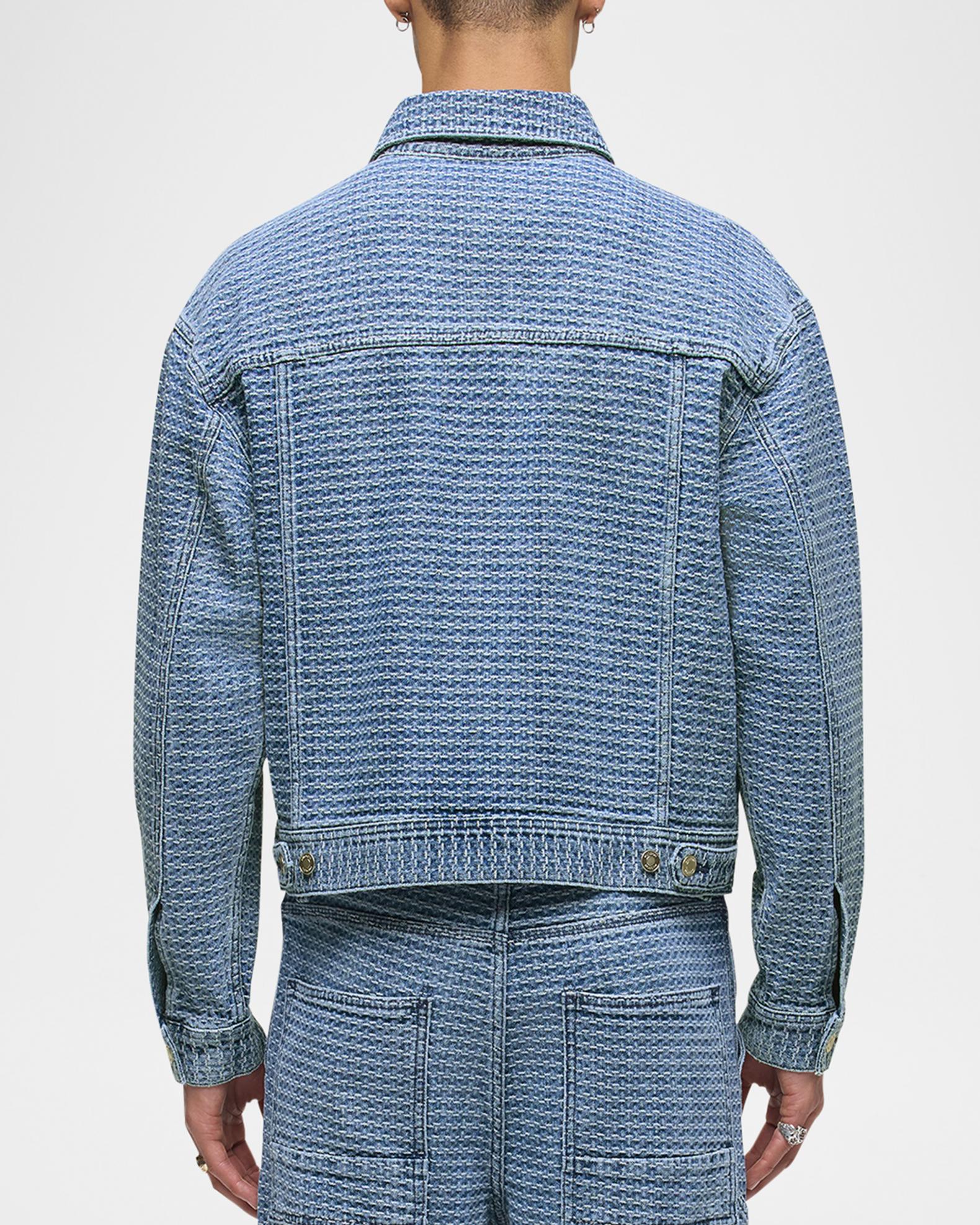 Hudson Men's Cropped Textured Denim Trucker Jacket | Neiman Marcus