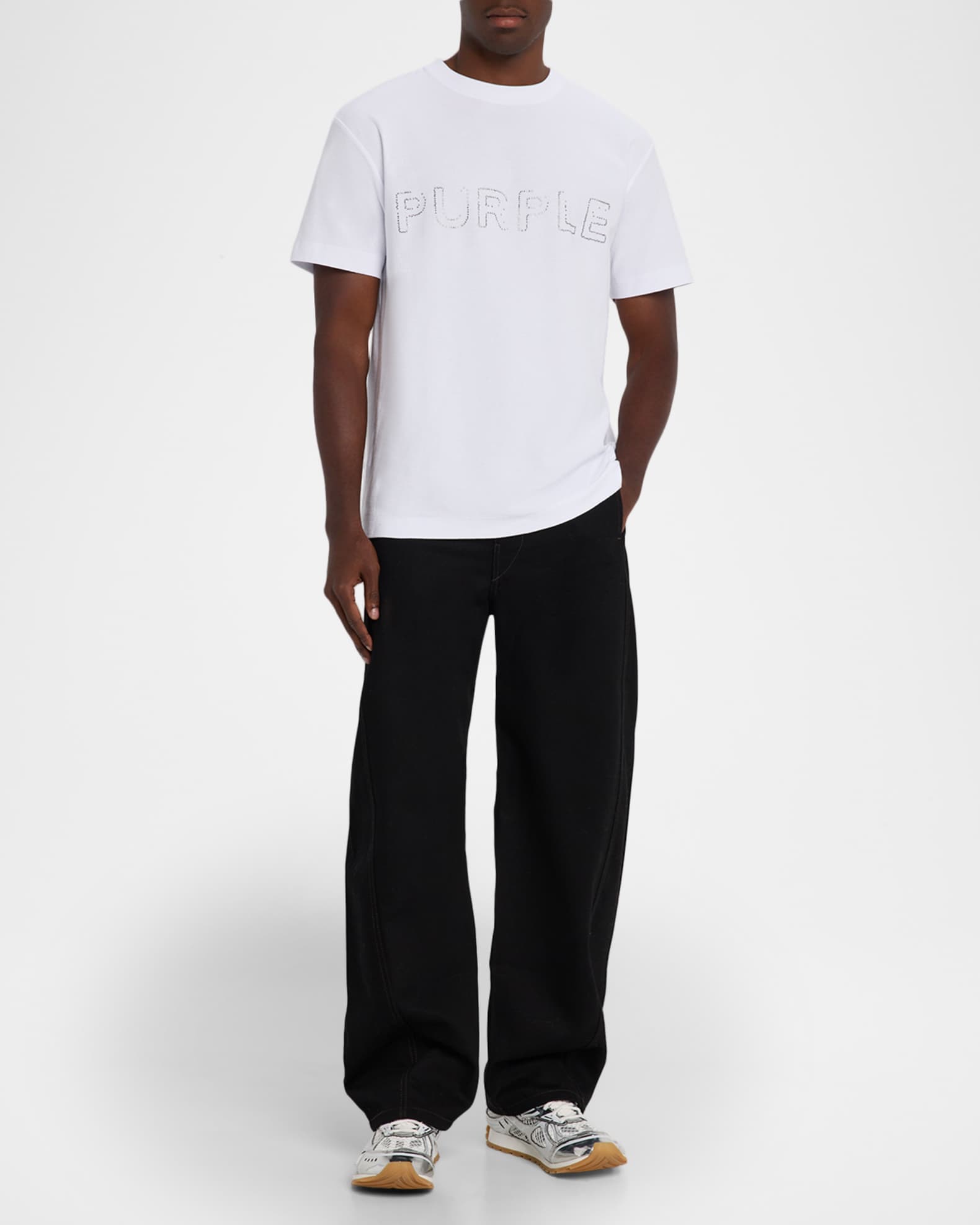 Men's Rhinestone Logo Outline Graphic T-Shirt 1