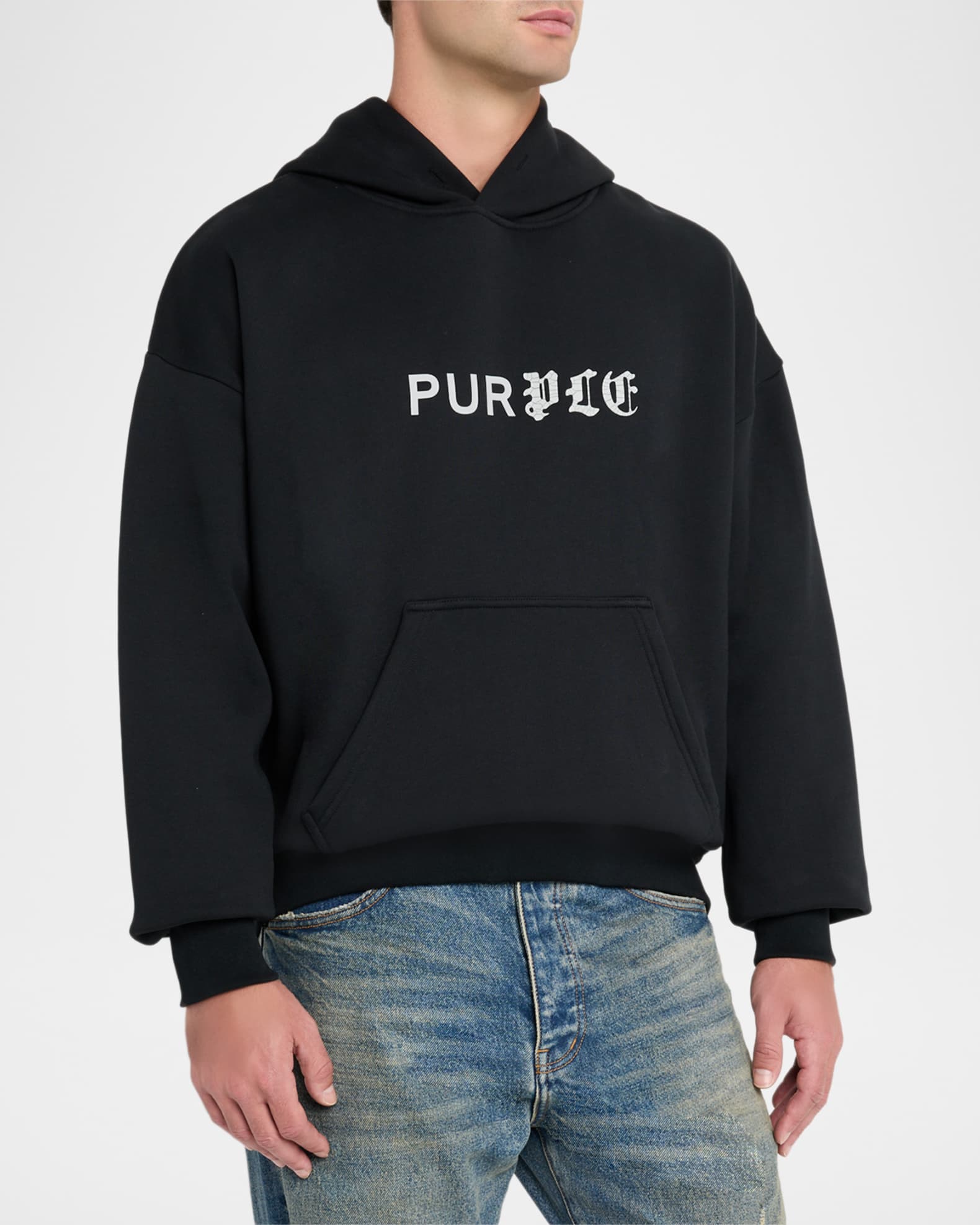 Copper Prairie Petals Blue Men's Long Sleeve Fleece Hoodie