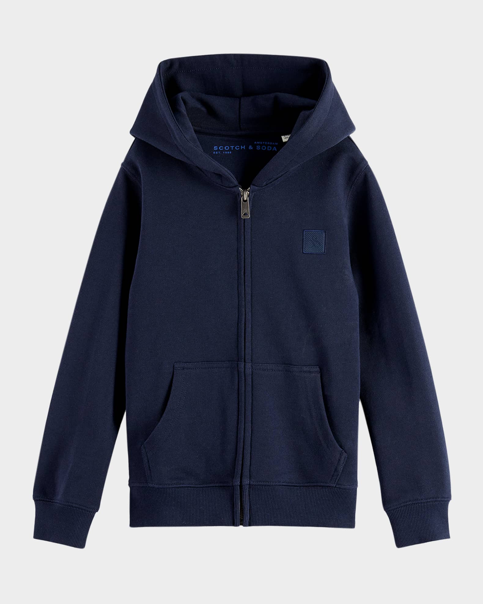 Boy's Core French Terry Logo Badge Zip-Front Hoodie, Size 4-12 0