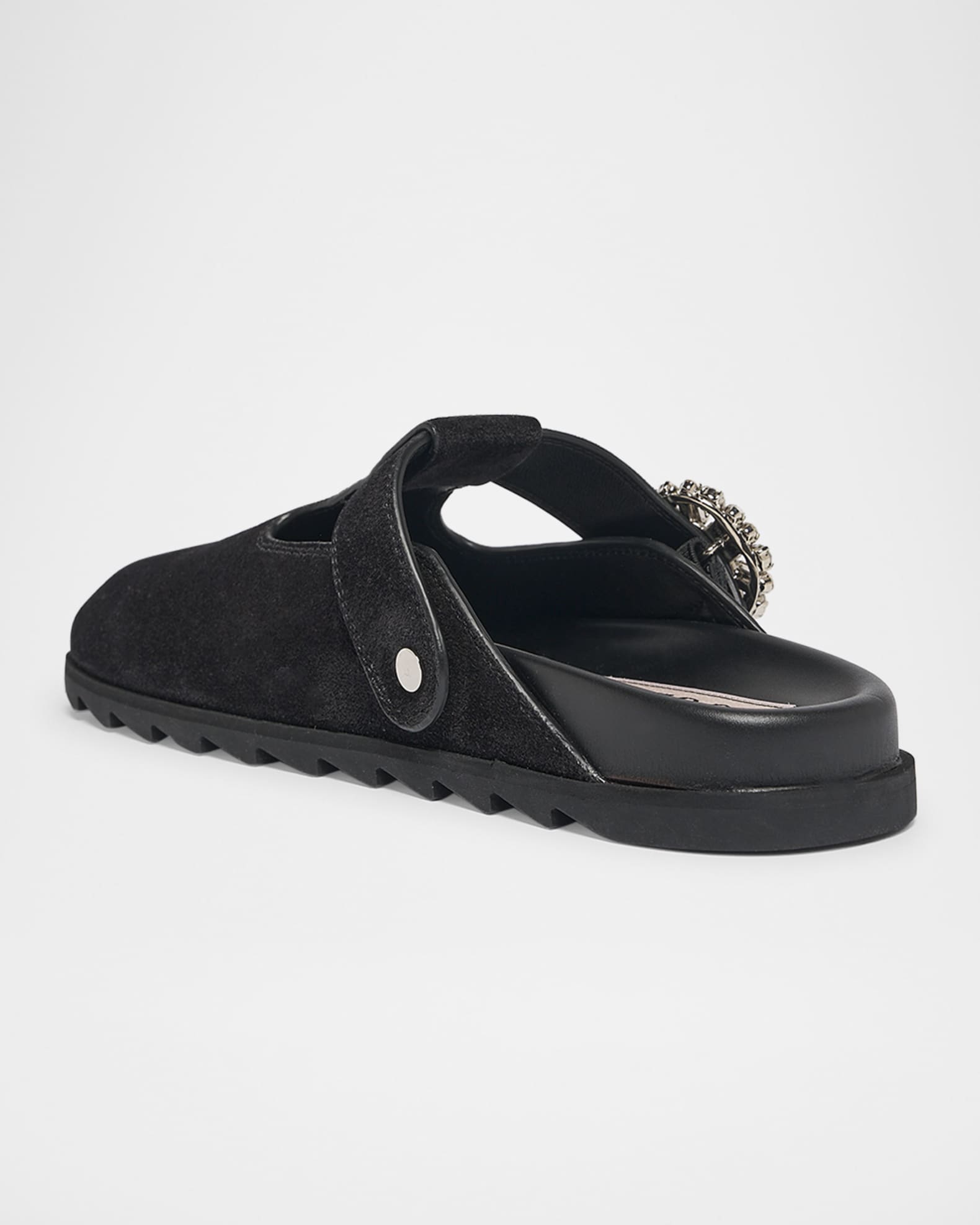 Roger Vivier Slidy Viv Suede T-Strap Mules | Neiman Marcus