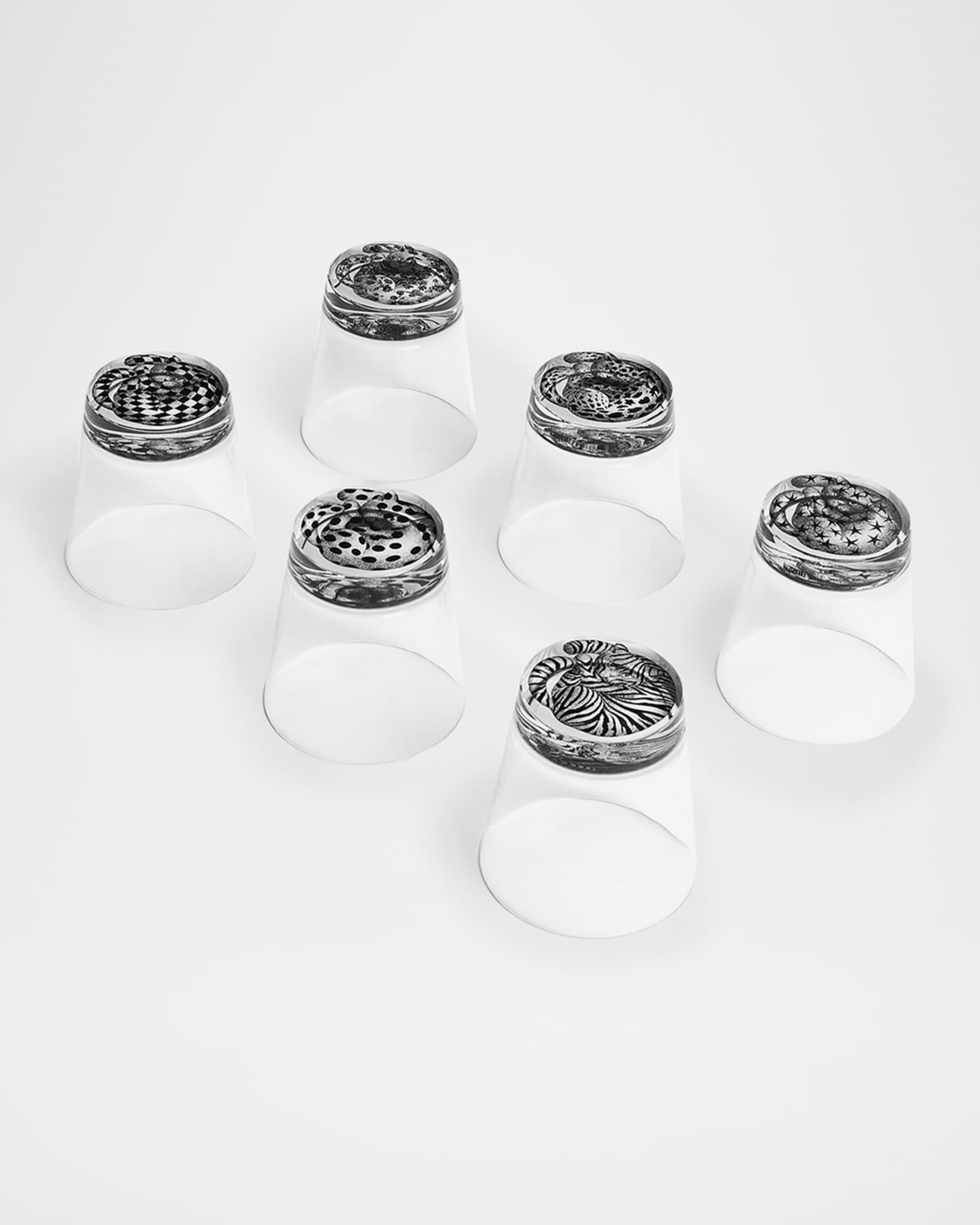 Fornasetti High Fidelity Glass, Set of 6 | Neiman Marcus