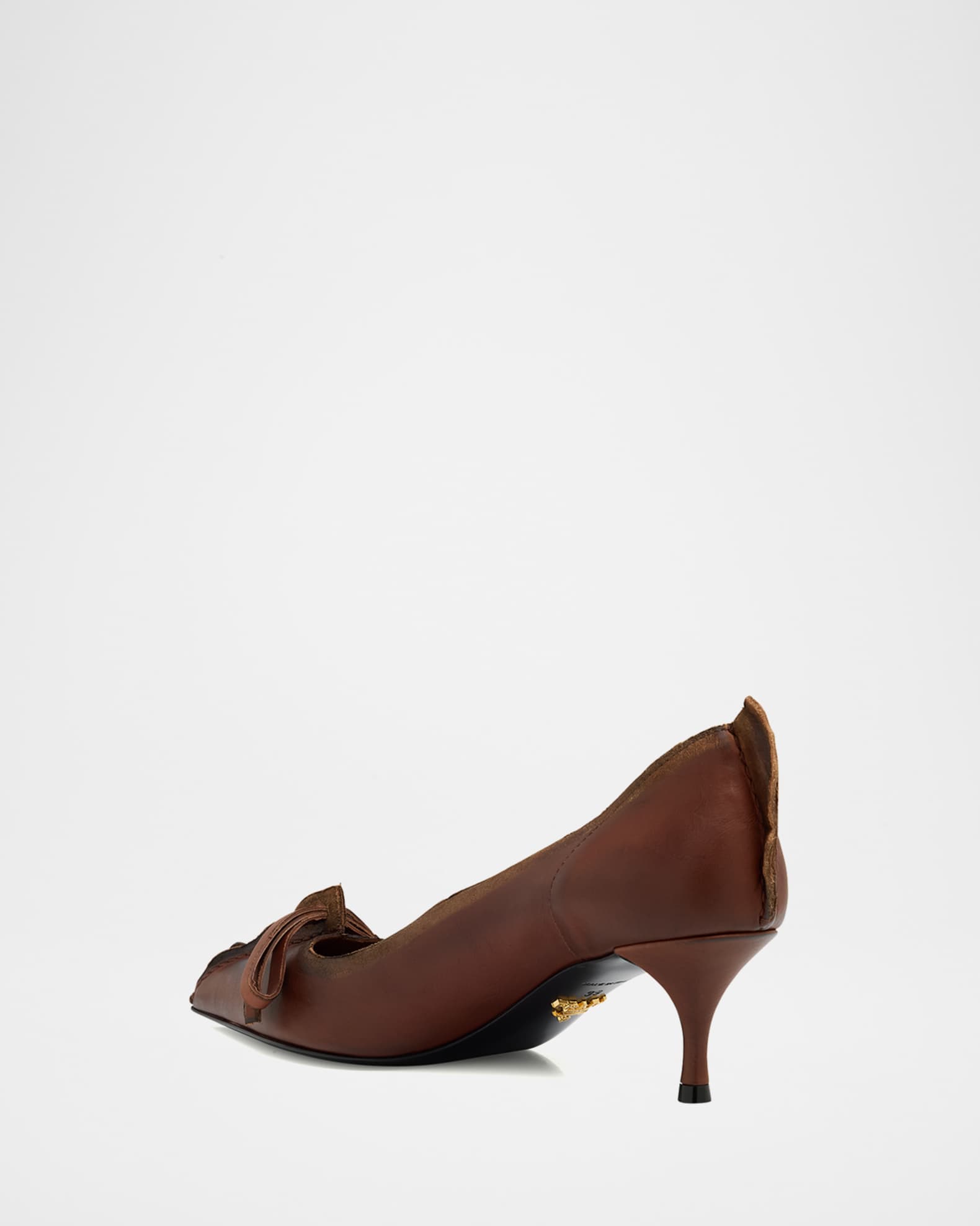 Prada Distressed Leather Pointed-Toe Pumps | Neiman Marcus