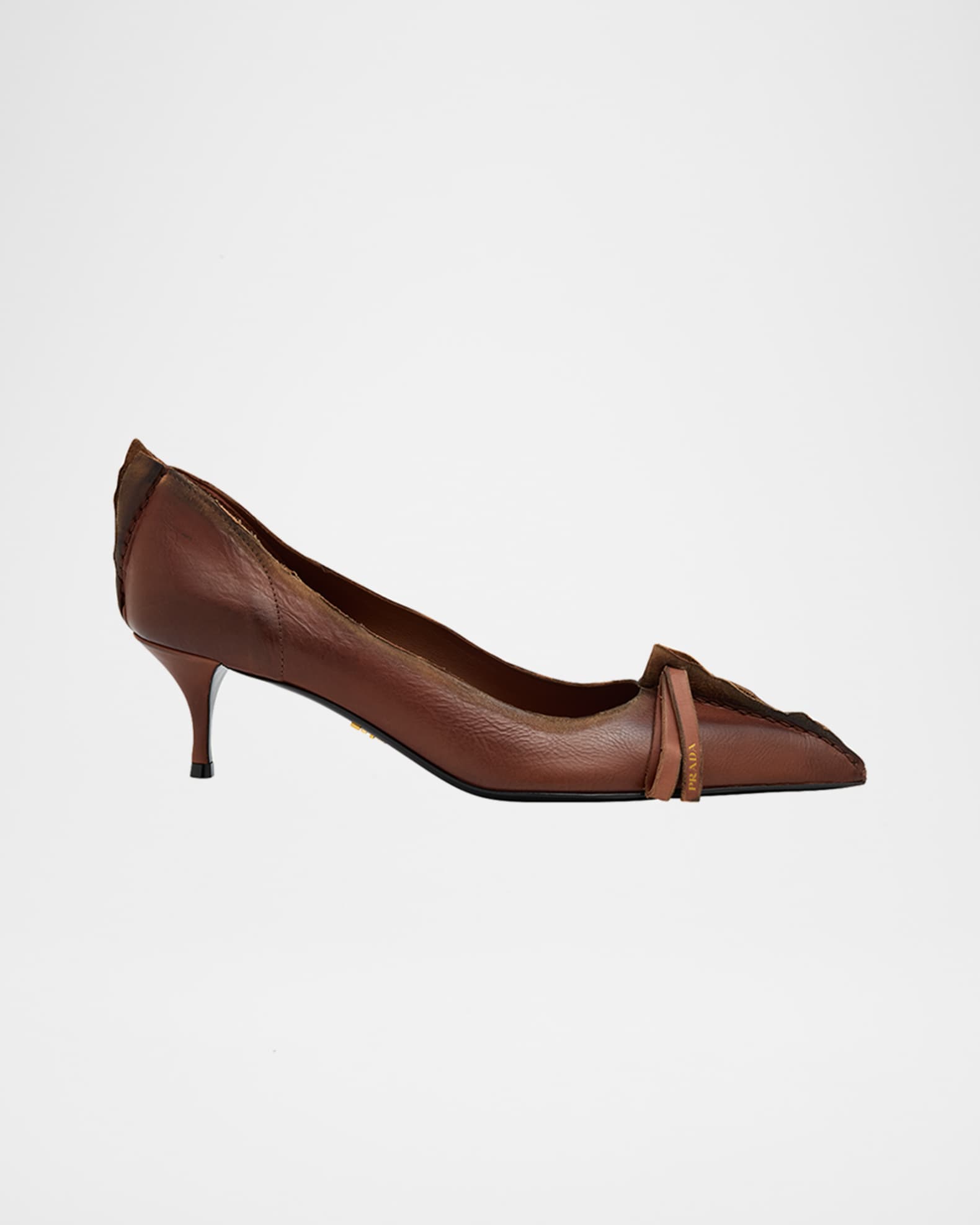 Prada Distressed Leather Pointed-Toe Pumps | Neiman Marcus