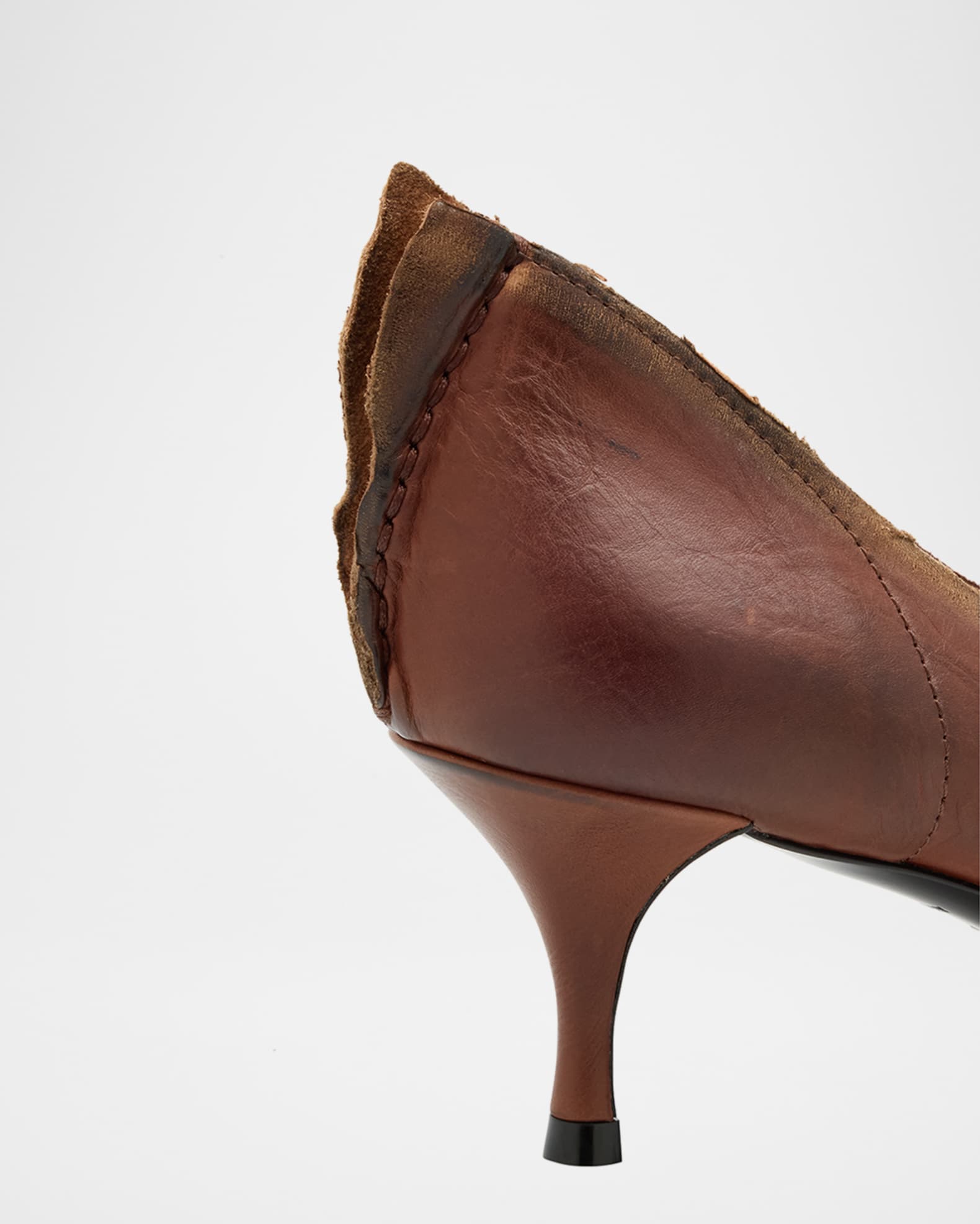 Prada Distressed Leather Pointed-Toe Pumps | Neiman Marcus