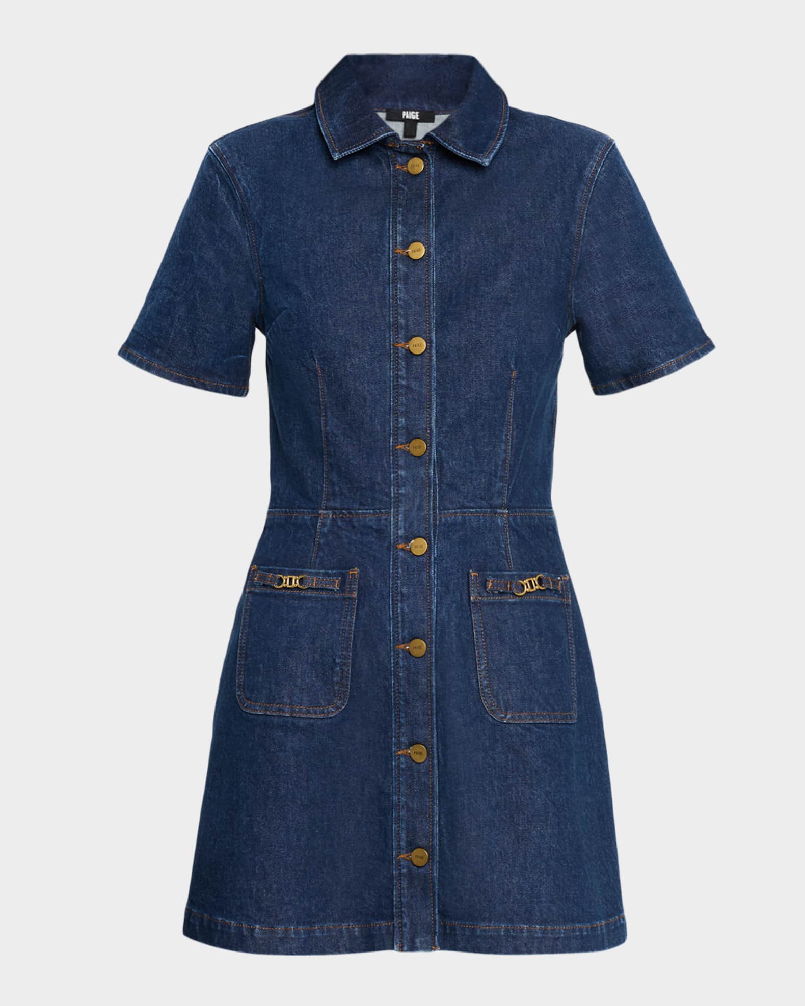 PAIGE Clementine Tailored Denim Mini Dress Neiman Marcus