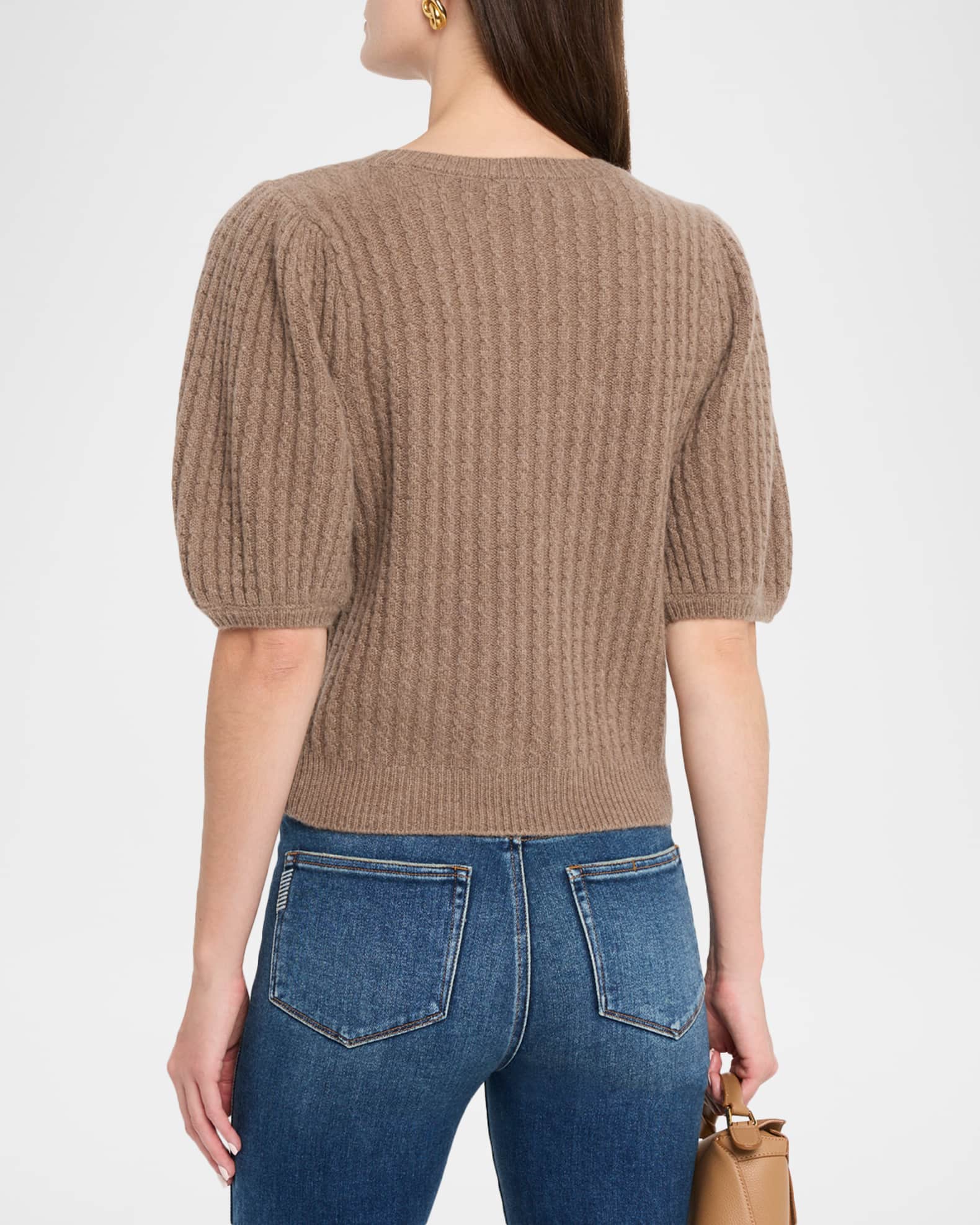 Lucerne Short-Sleeve Cable-Knit Cashmere Sweater