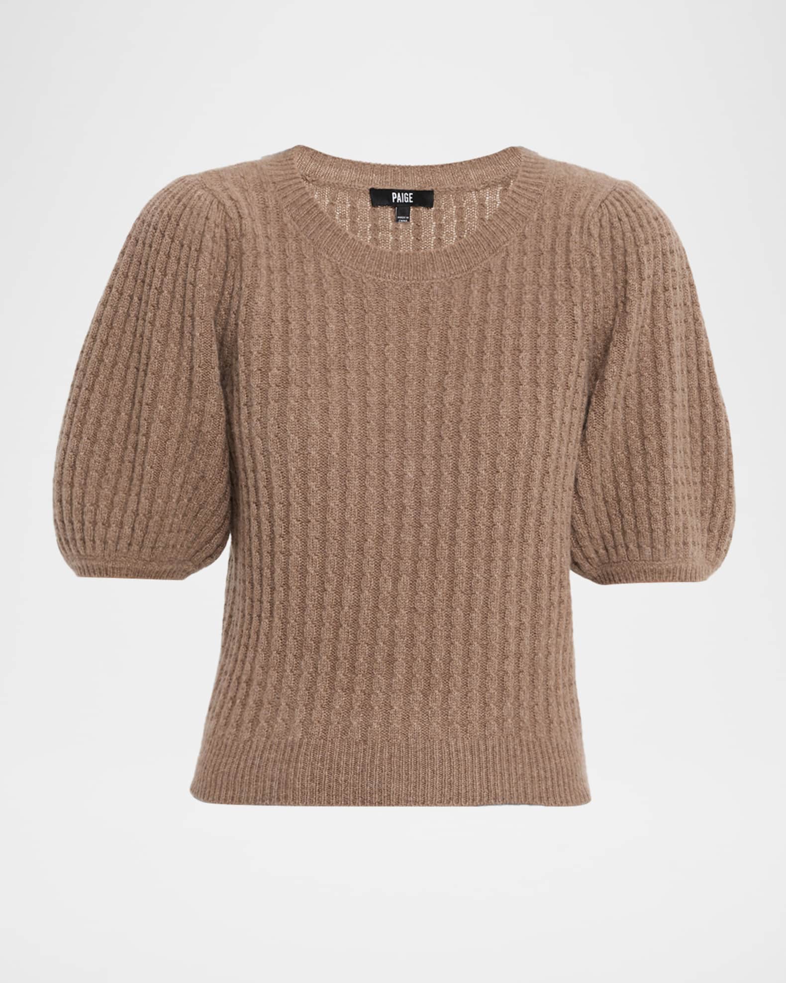 Lucerne Short-Sleeve Cable-Knit Cashmere Sweater