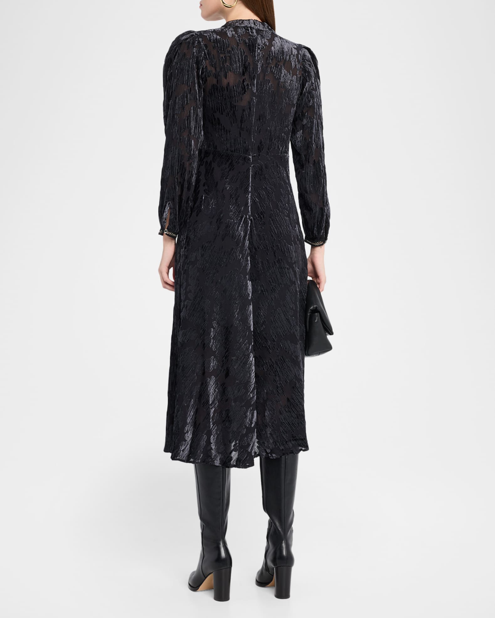 long party dresses with sleeves Long-Sleeve Modest Long Formal Dress with Beads Black / 10