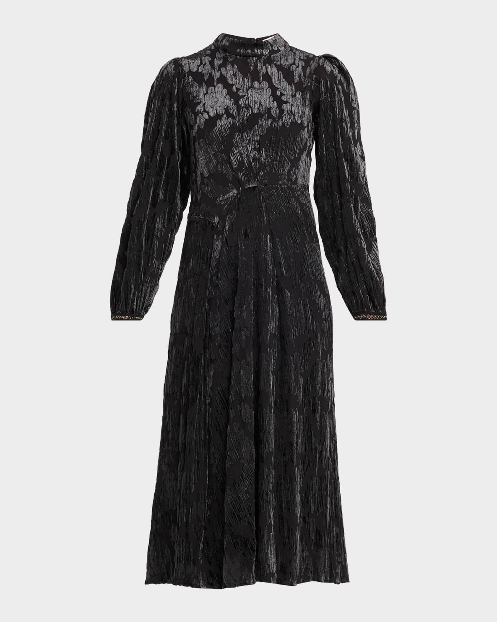 Sea Regine Burnout Velvet Midi Dress - Black