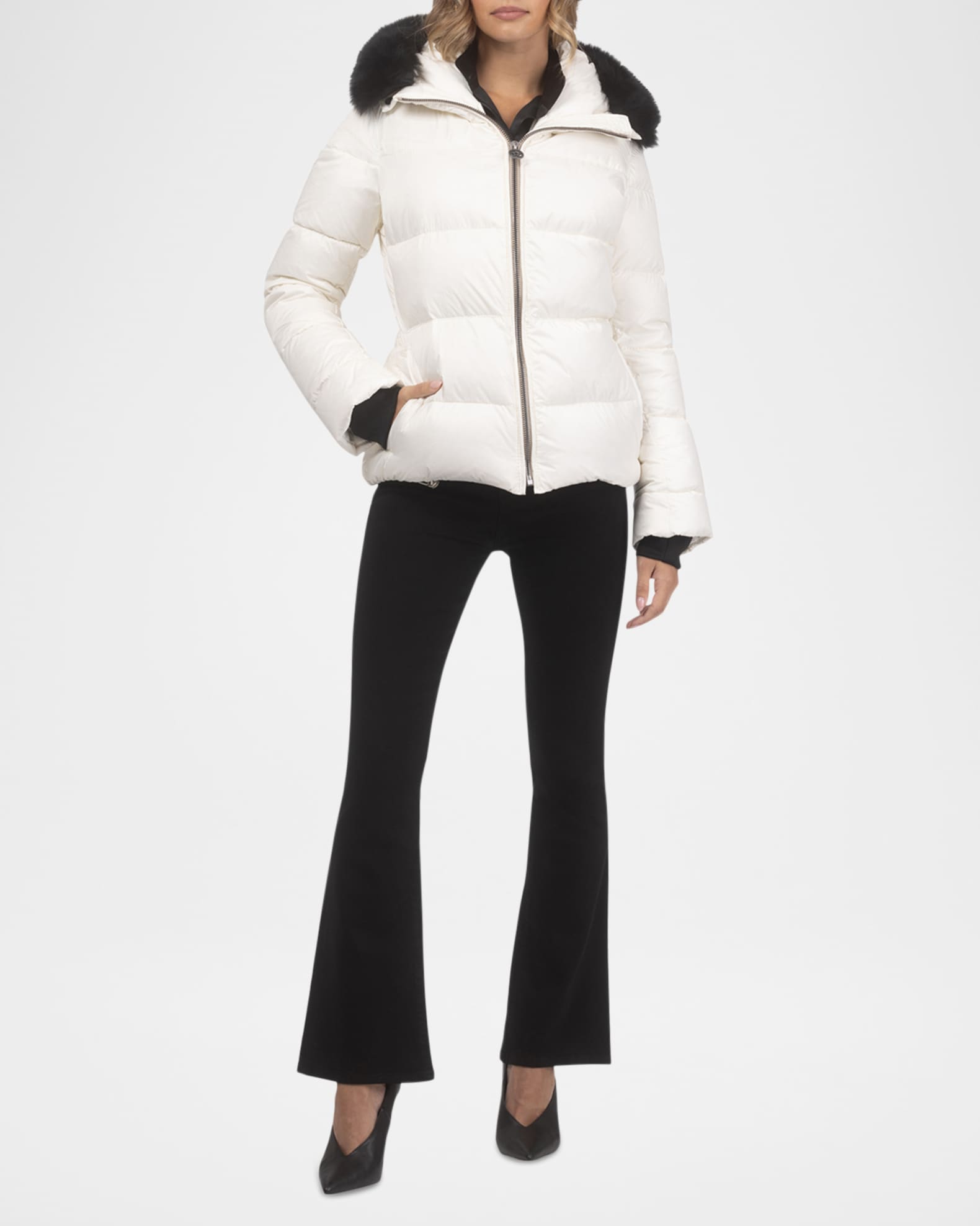 Gorski Short Down Apres-Ski Jacket with Detachable Toscana Lamb