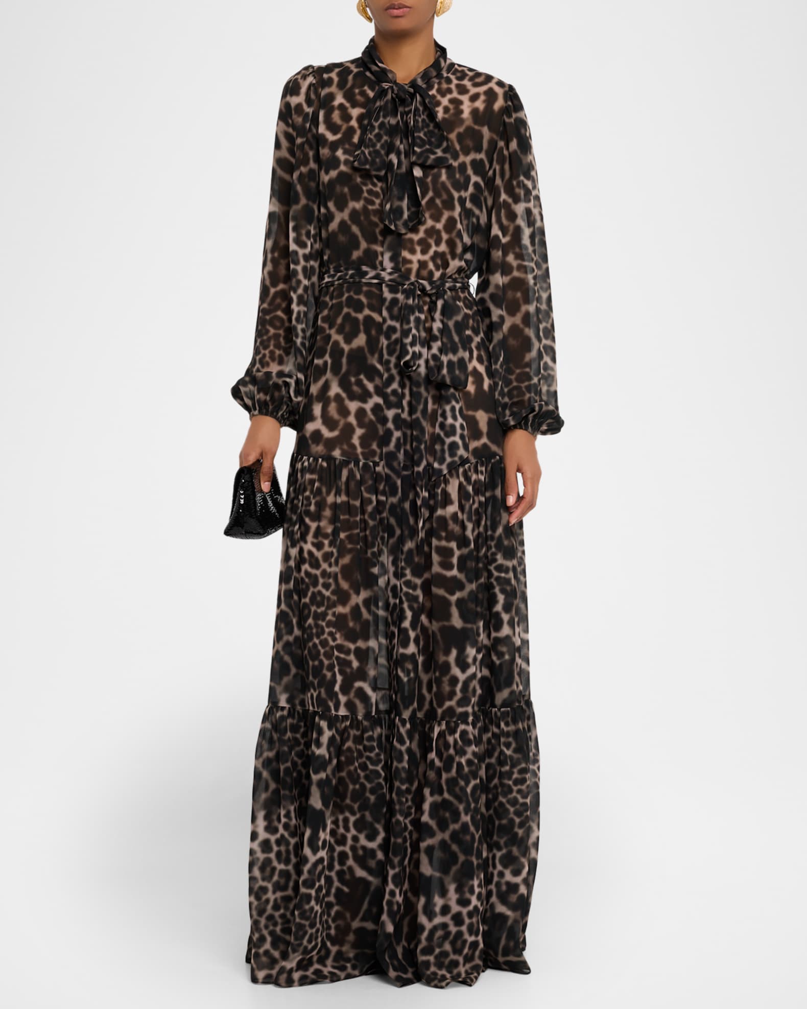 Kobi Halperin Baird Tiered Animal-Print Maxi Dress | Neiman Marcus