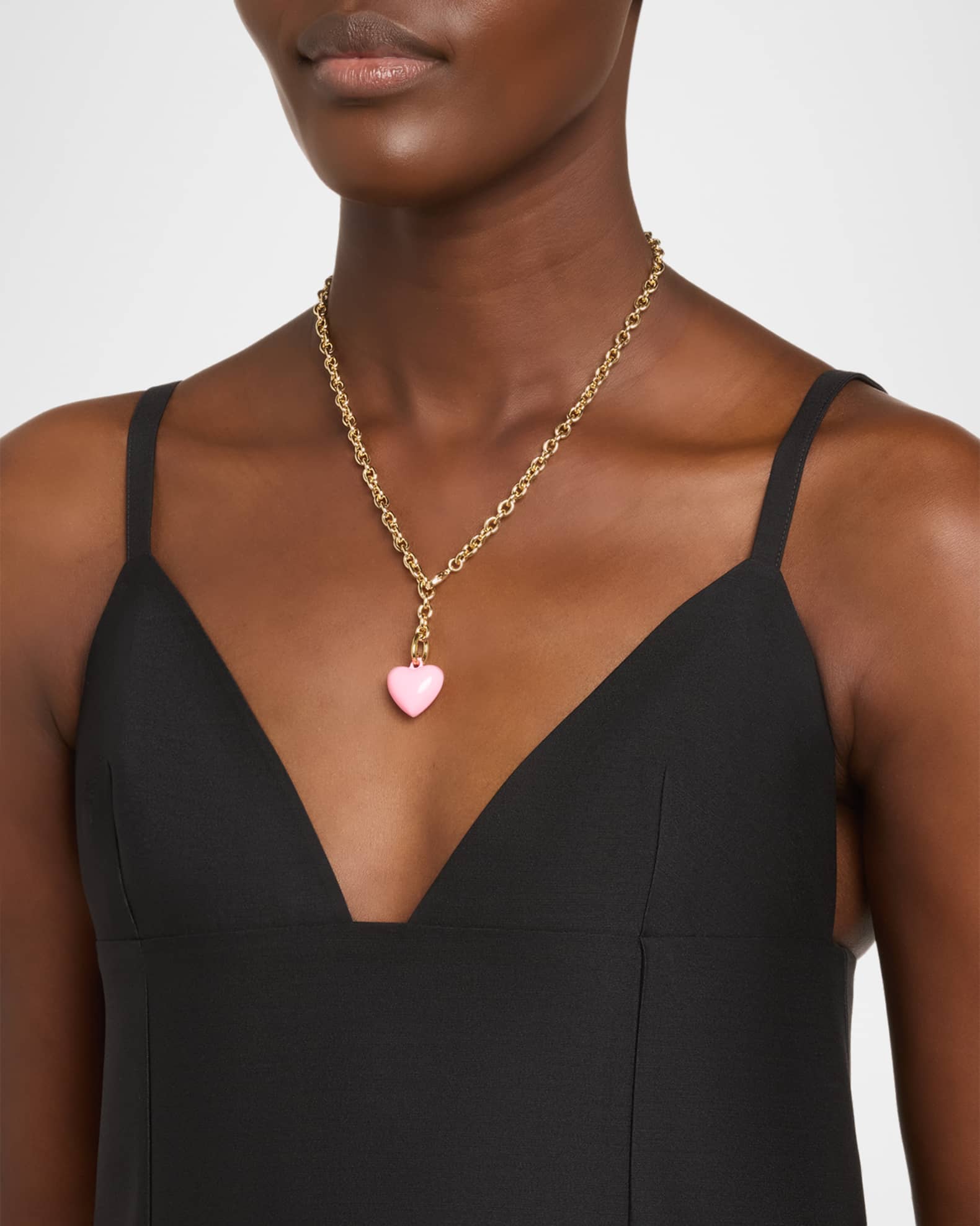 The Mini Puffy Heart Necklace, Pink 1