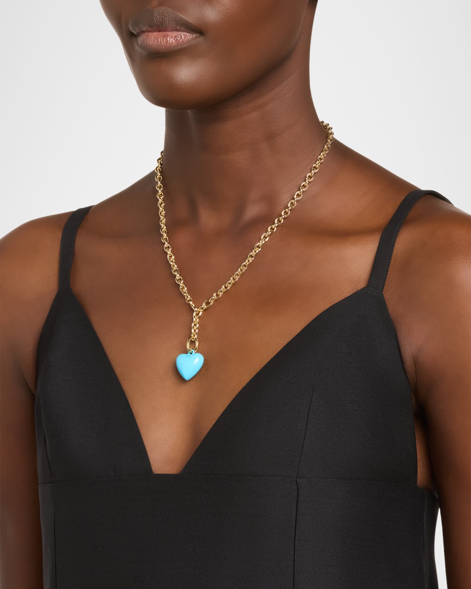The Mini Puffy Heart Necklace, Turquoise 1
