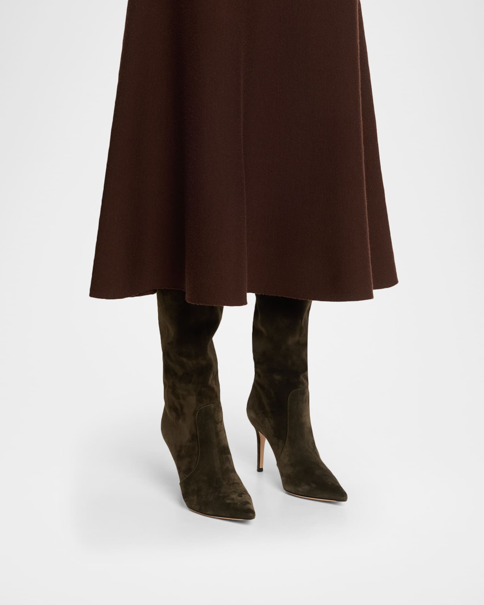 Hansen Suede Pointed-Toe Knee Boots 1