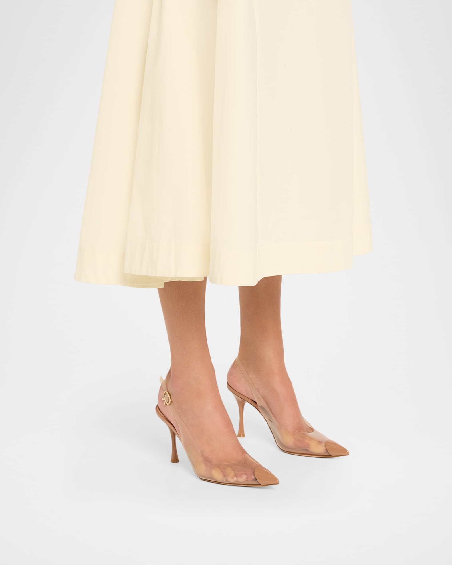 Plexi Patent Leather Cap-Toe Slingback Pumps 1