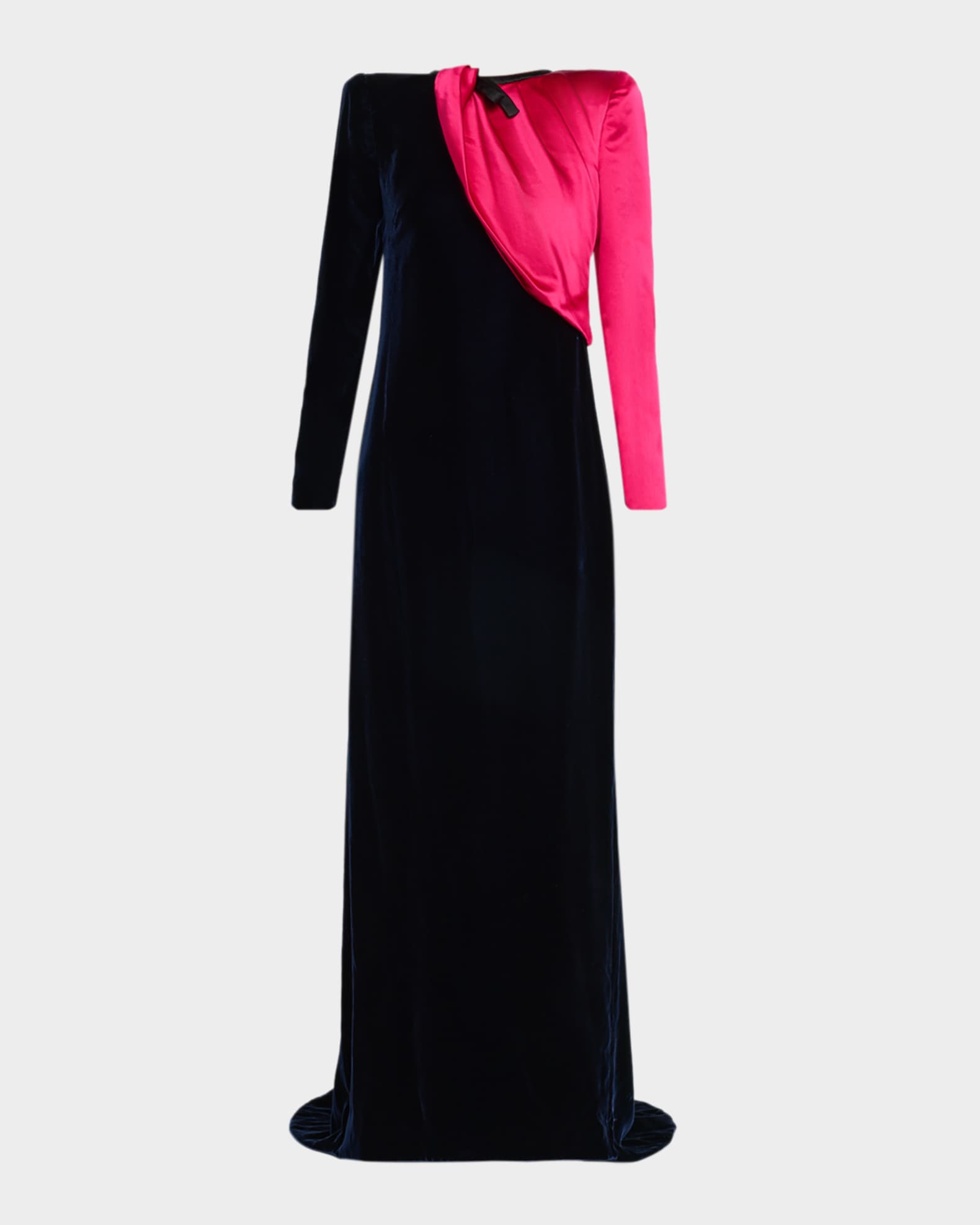 Valentino Garavani Velvet And Satin Strong-Shoulder Gown | Neiman