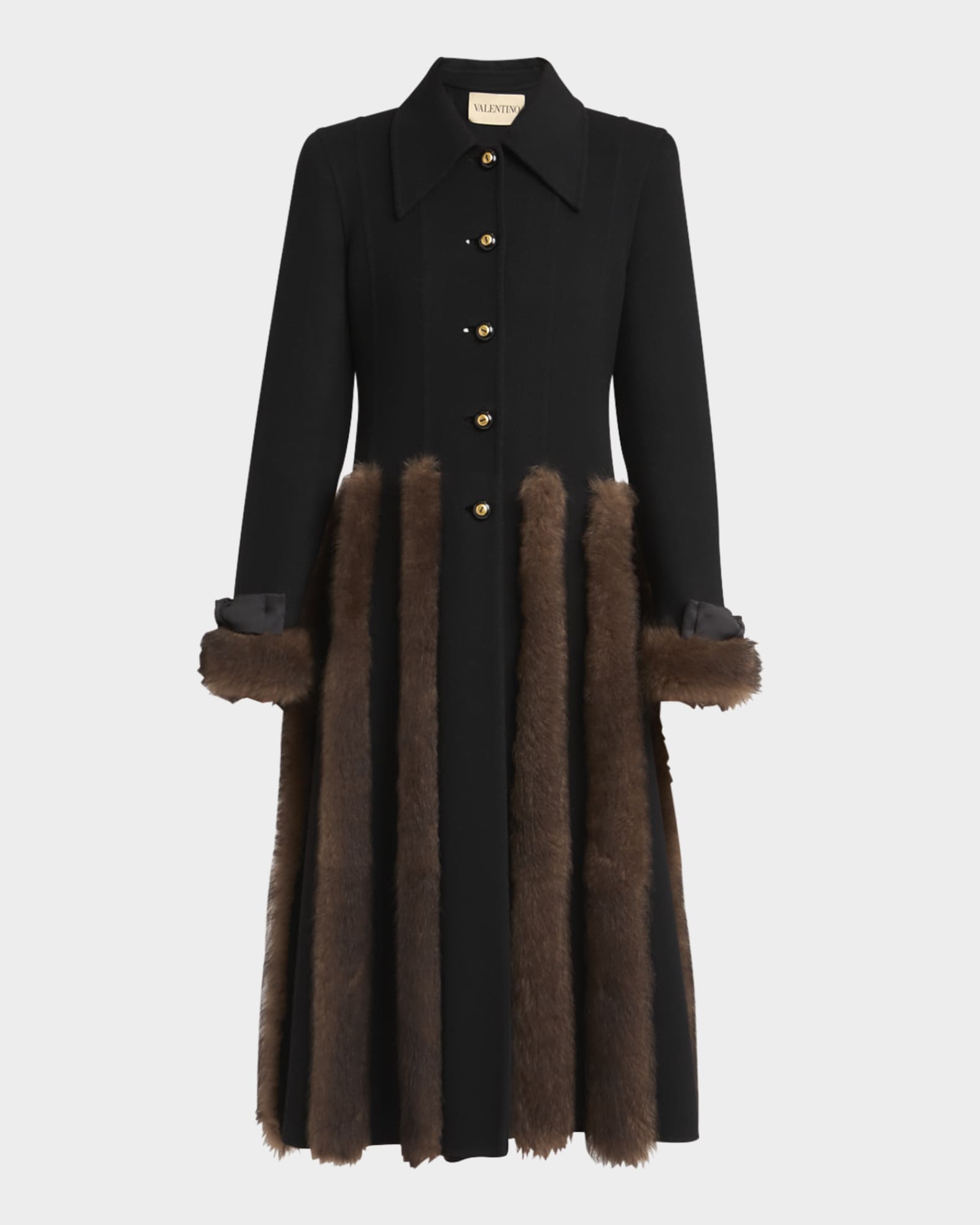 Valentino Garavani Sheep Shearling-Trim Single-Breasted Cashmere