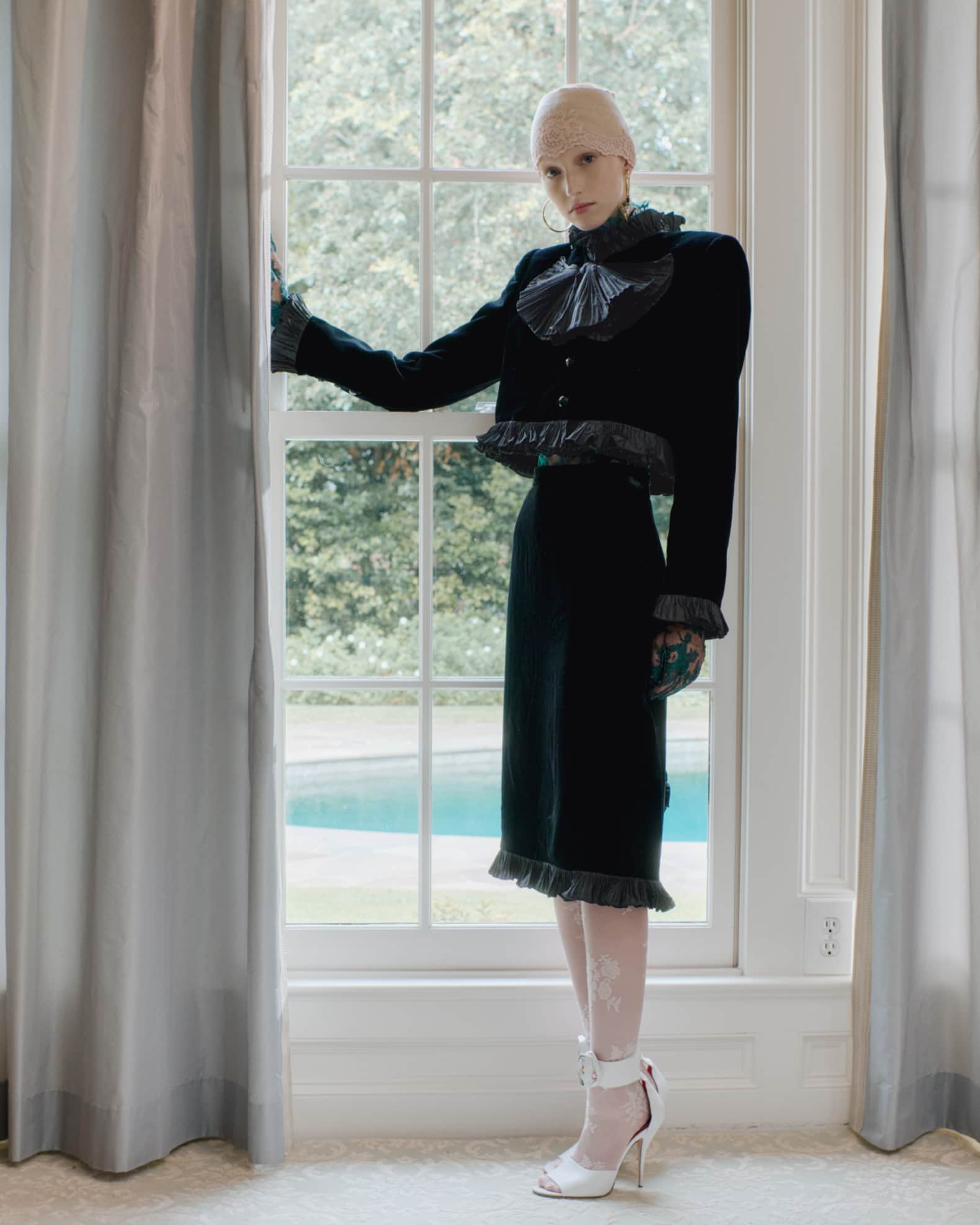 Valentino Garavani Floral Lace High-Neck Top | Neiman Marcus