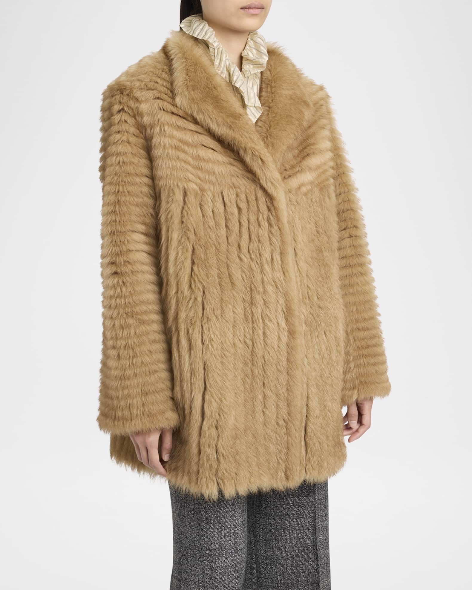 Valentino Garavani Fluted Sheep Shearling Coat | Neiman Marcus
