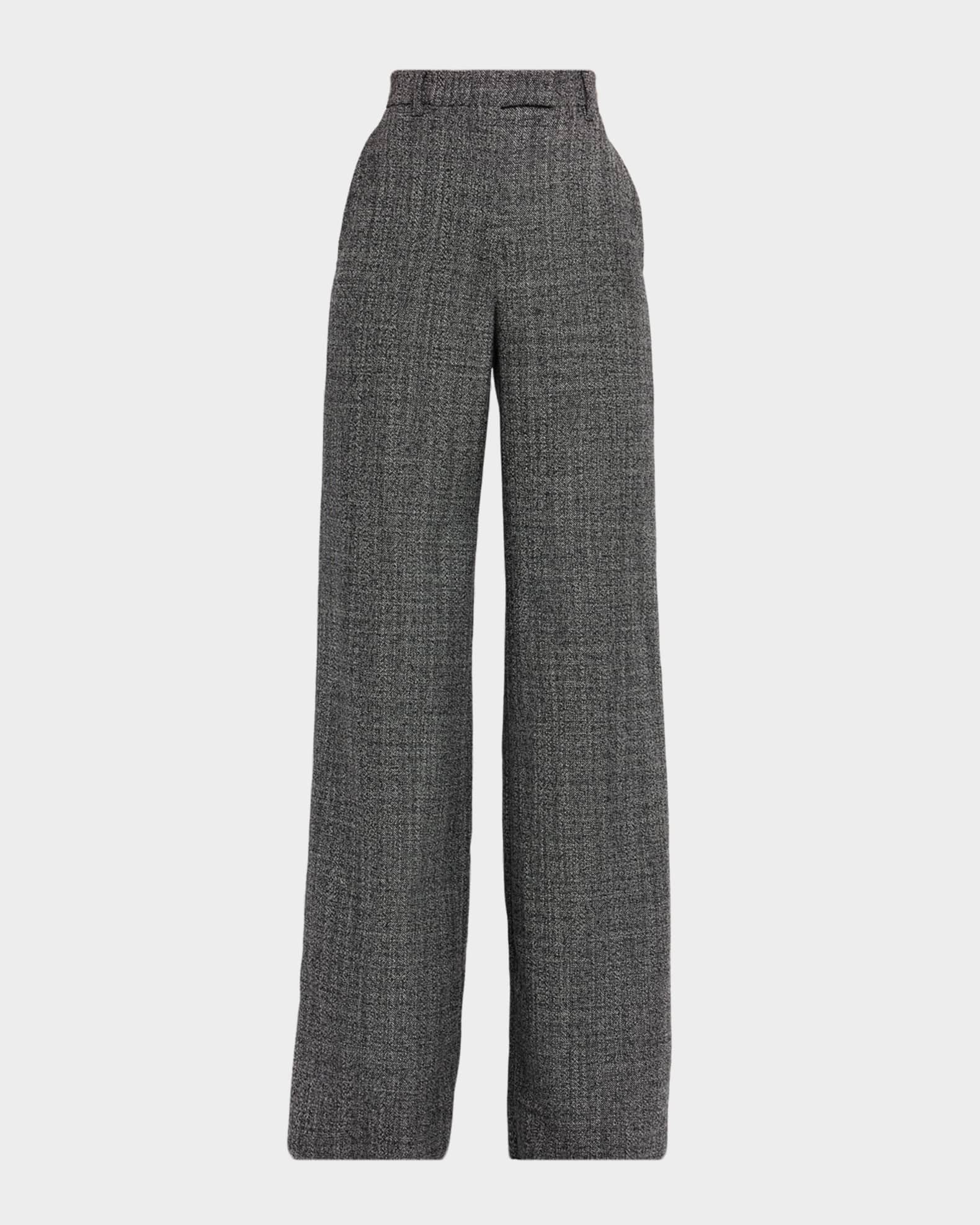 Valentino Garavani Textured Wool Wide-Leg Pants | Neiman Marcus