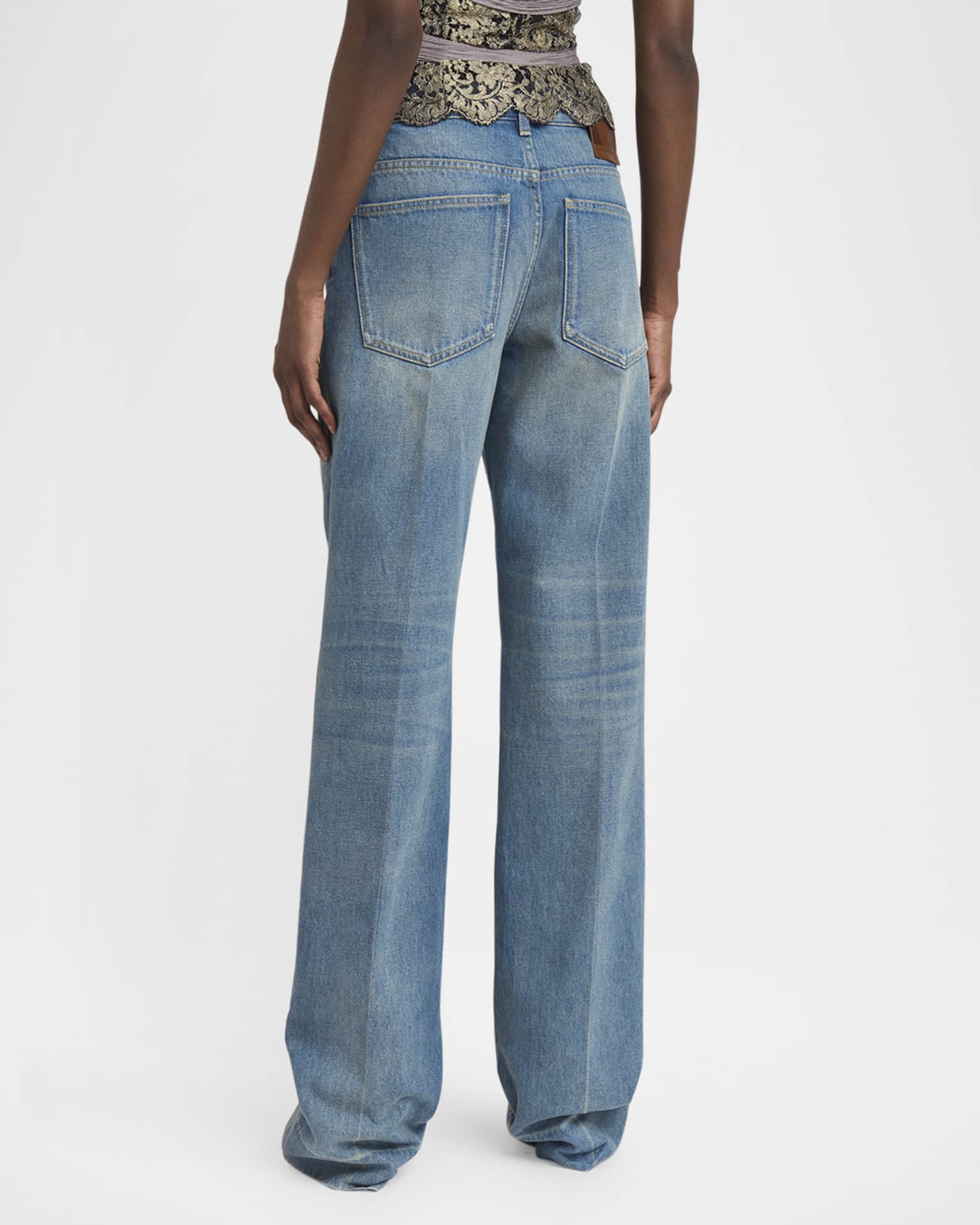 Valentino Garavani Mid-Rise Wide-Leg Denim Jeans | Neiman Marcus