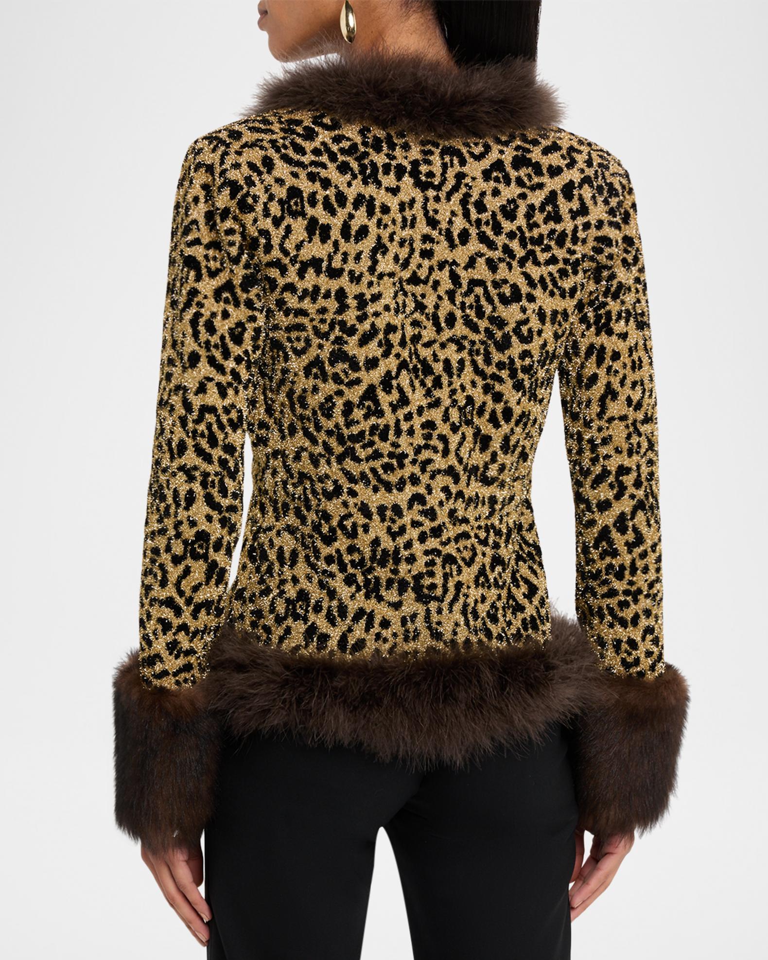 Valentino Garavani Feather and Lamb Shearling Trim Metallic