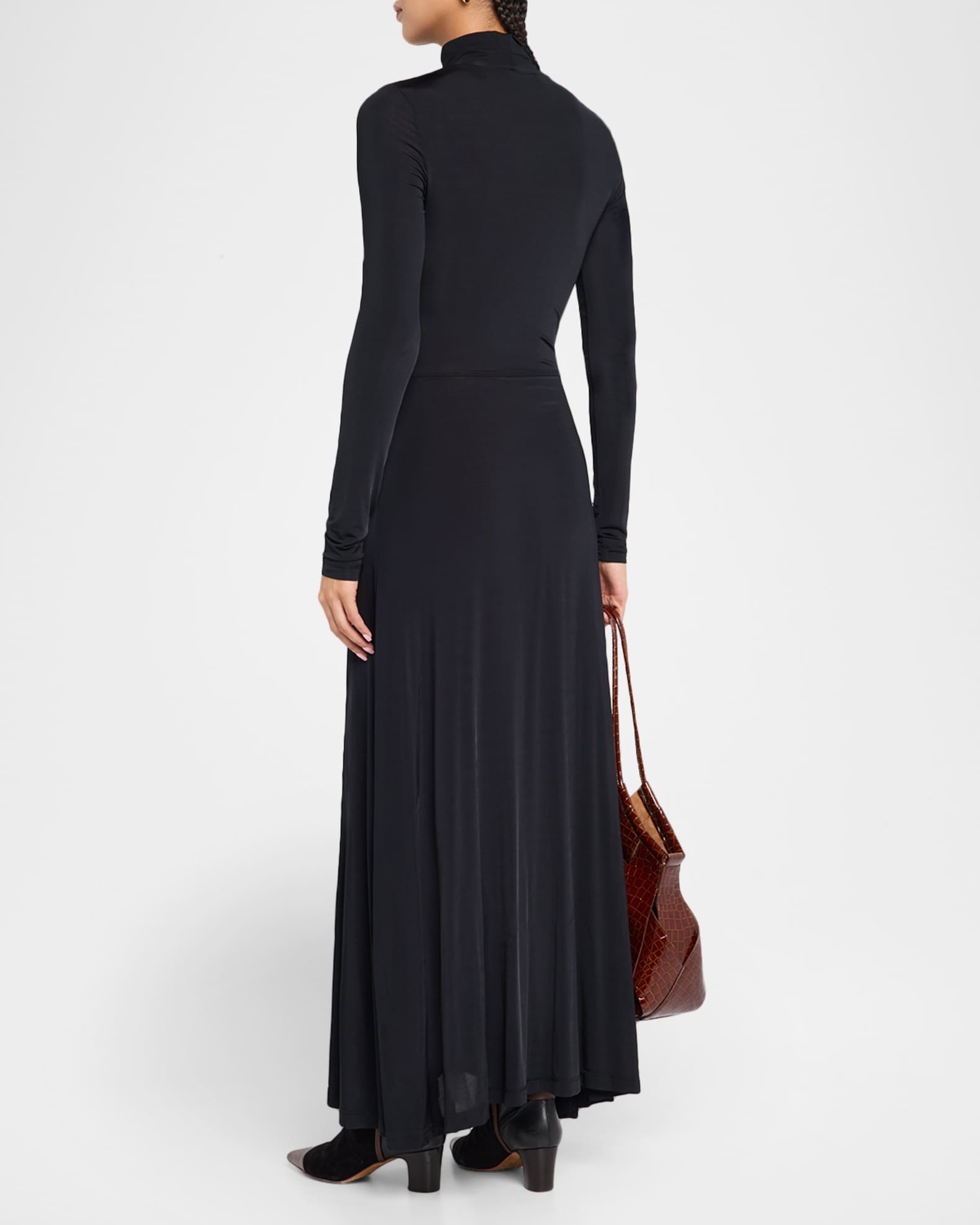 koa jersey ruched front turtleneck dress Ulla Johnson Koa Ruched Jersey Turtleneck Maxi Dress