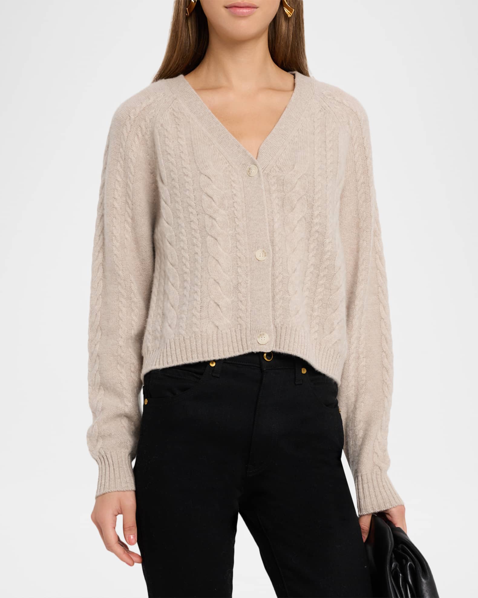 Airy Cable-Knit Cashmere Cardigan