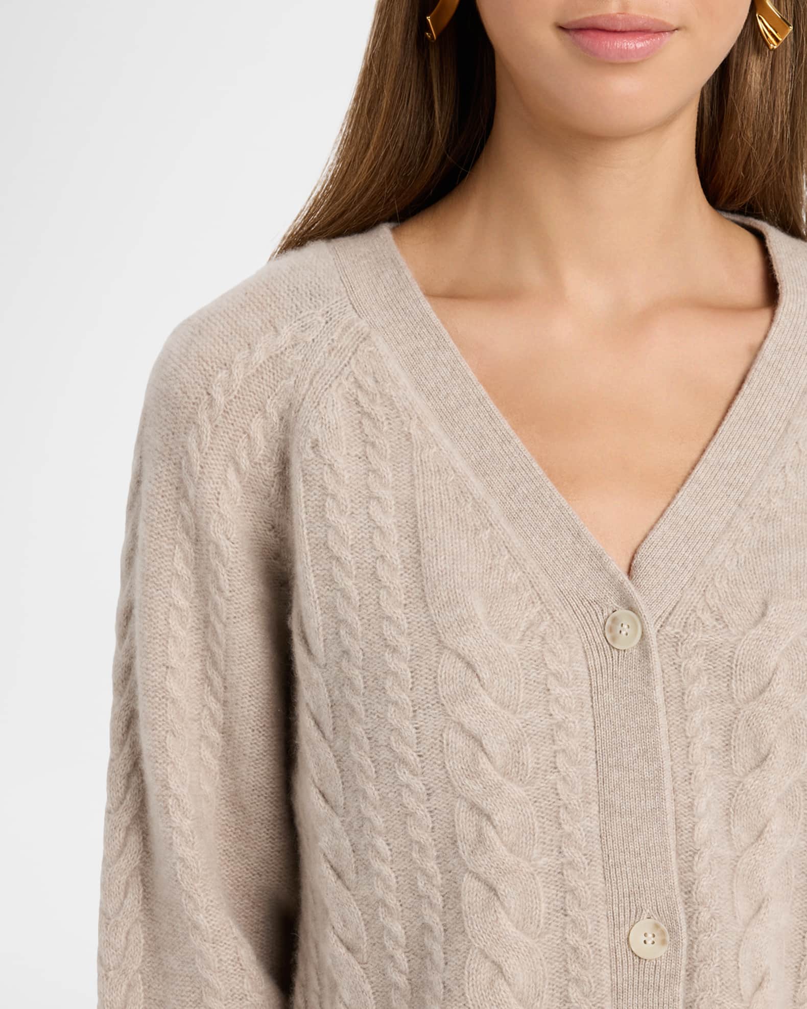 Airy Cable-Knit Cashmere Cardigan