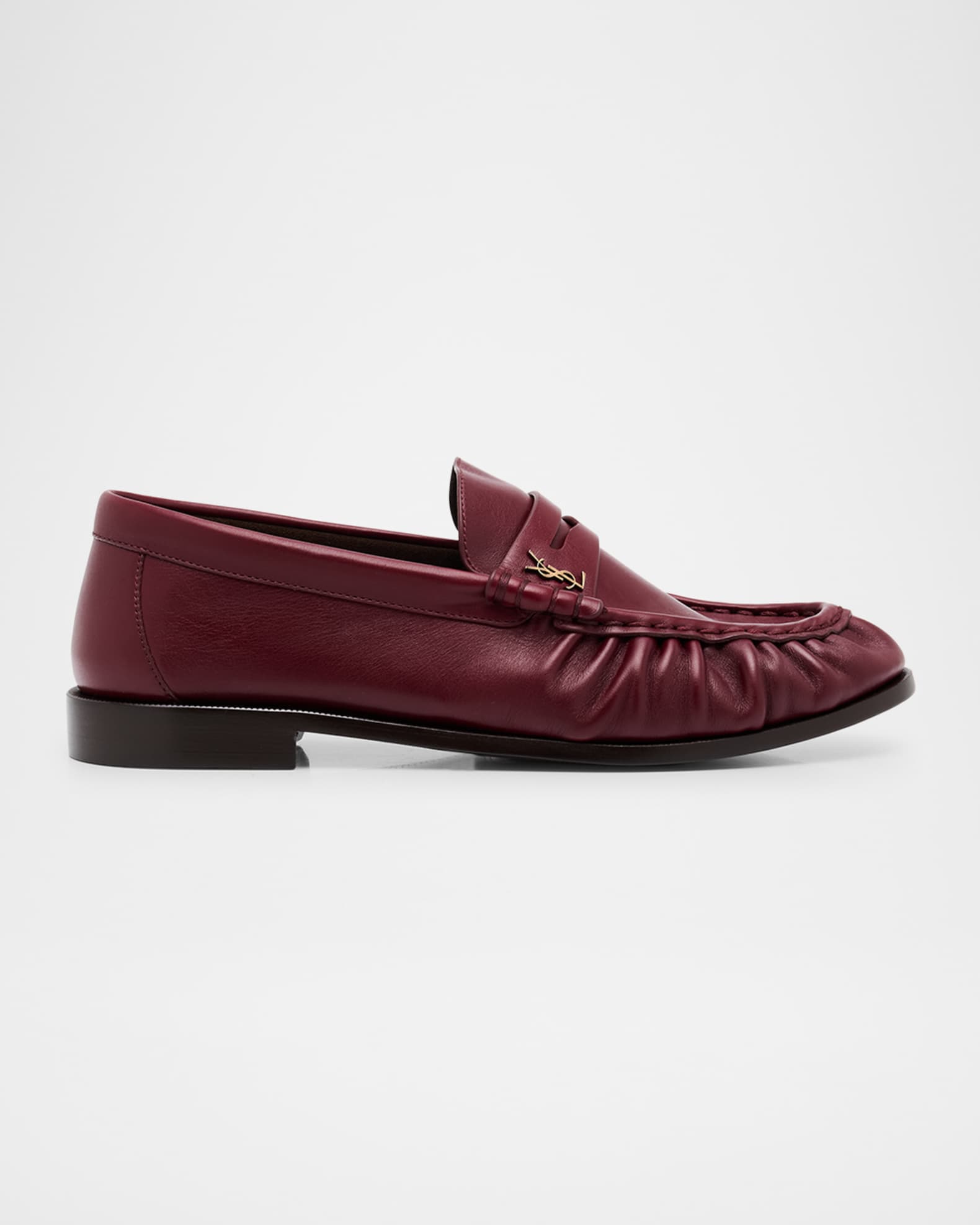Saint Laurent Le Leather YSL Penny Loafers | Neiman Marcus