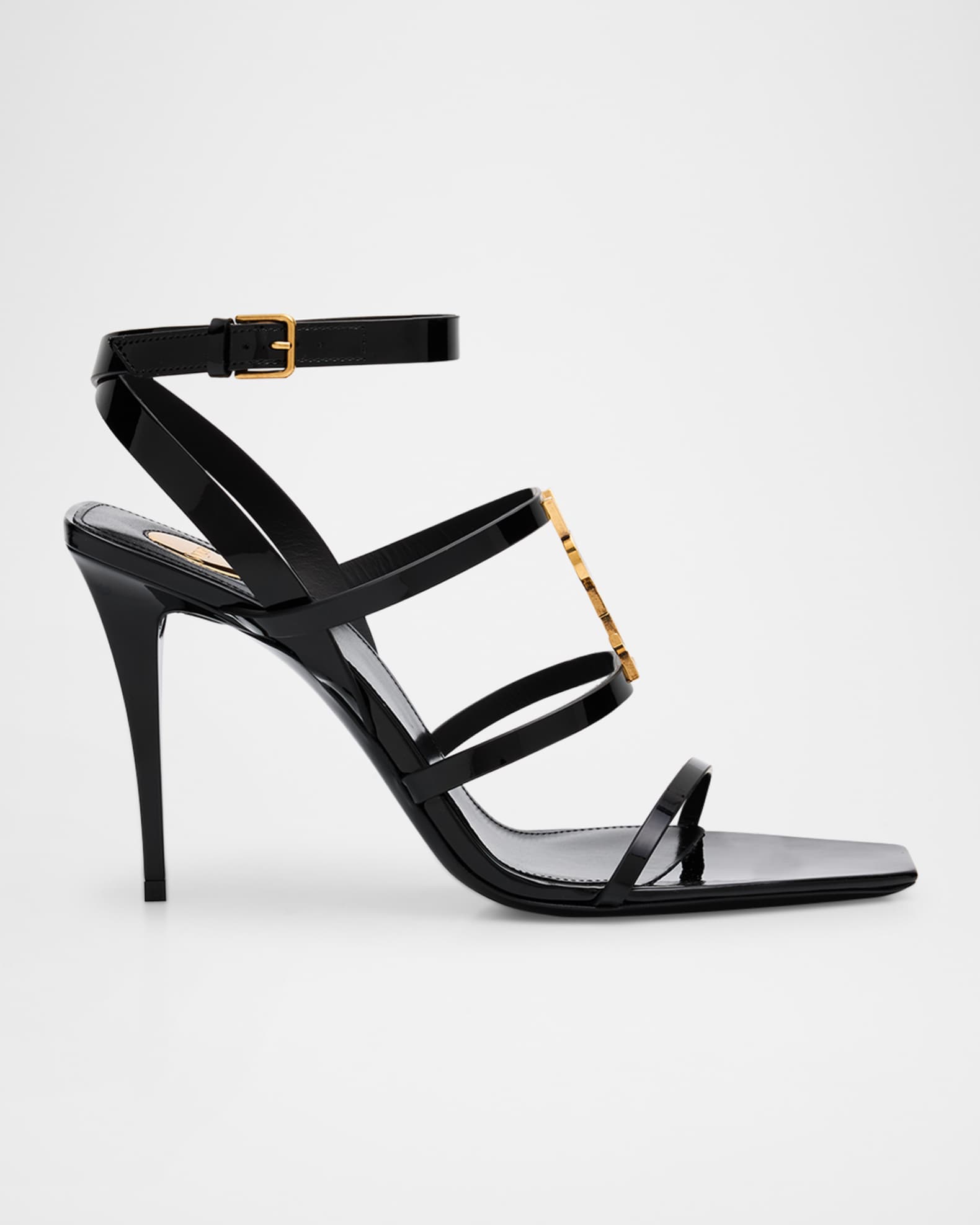Cassandra YSL Medallion Leather Stiletto Sandals 0