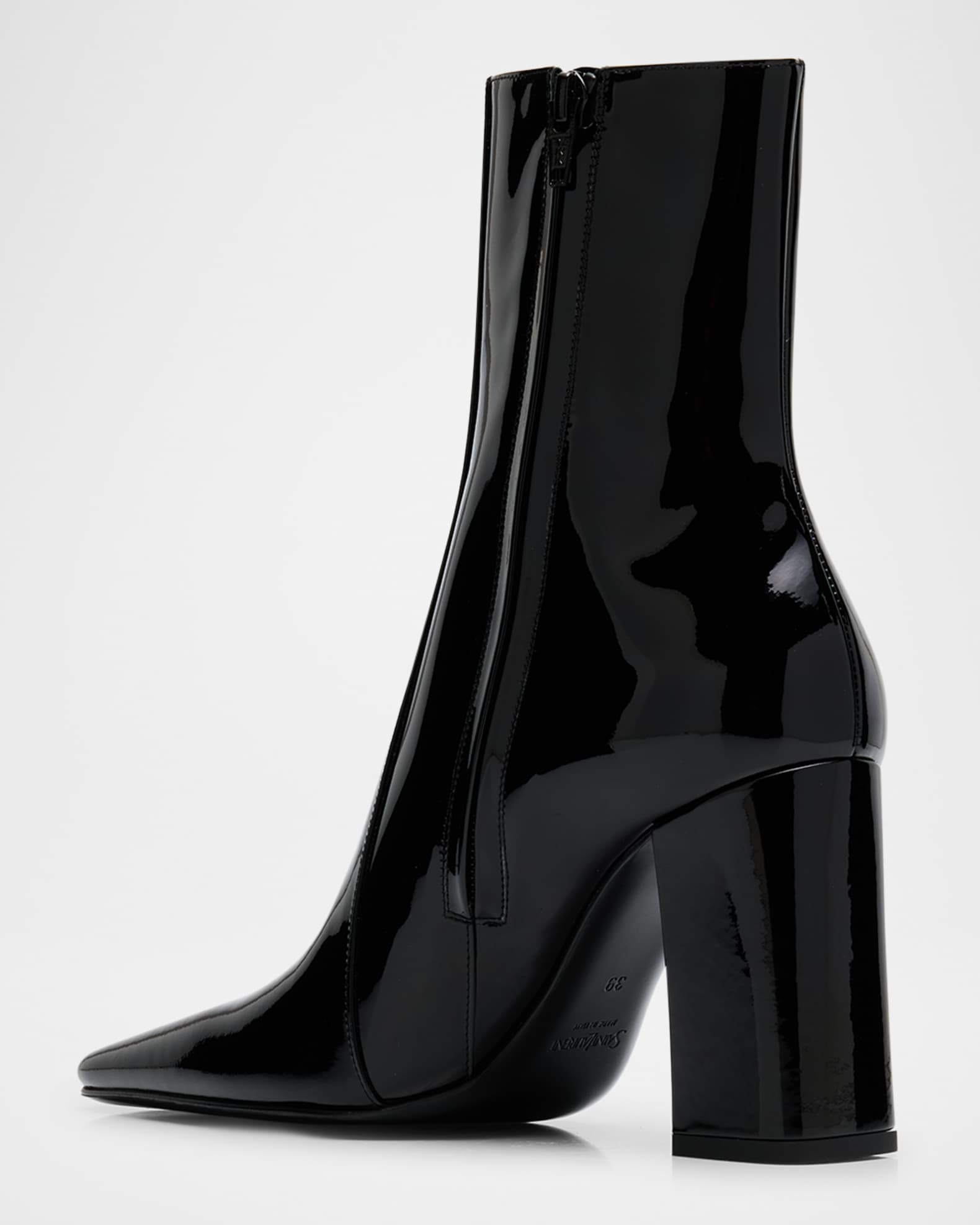 Saint Laurent Rainer Patent Leather Booties | Neiman Marcus