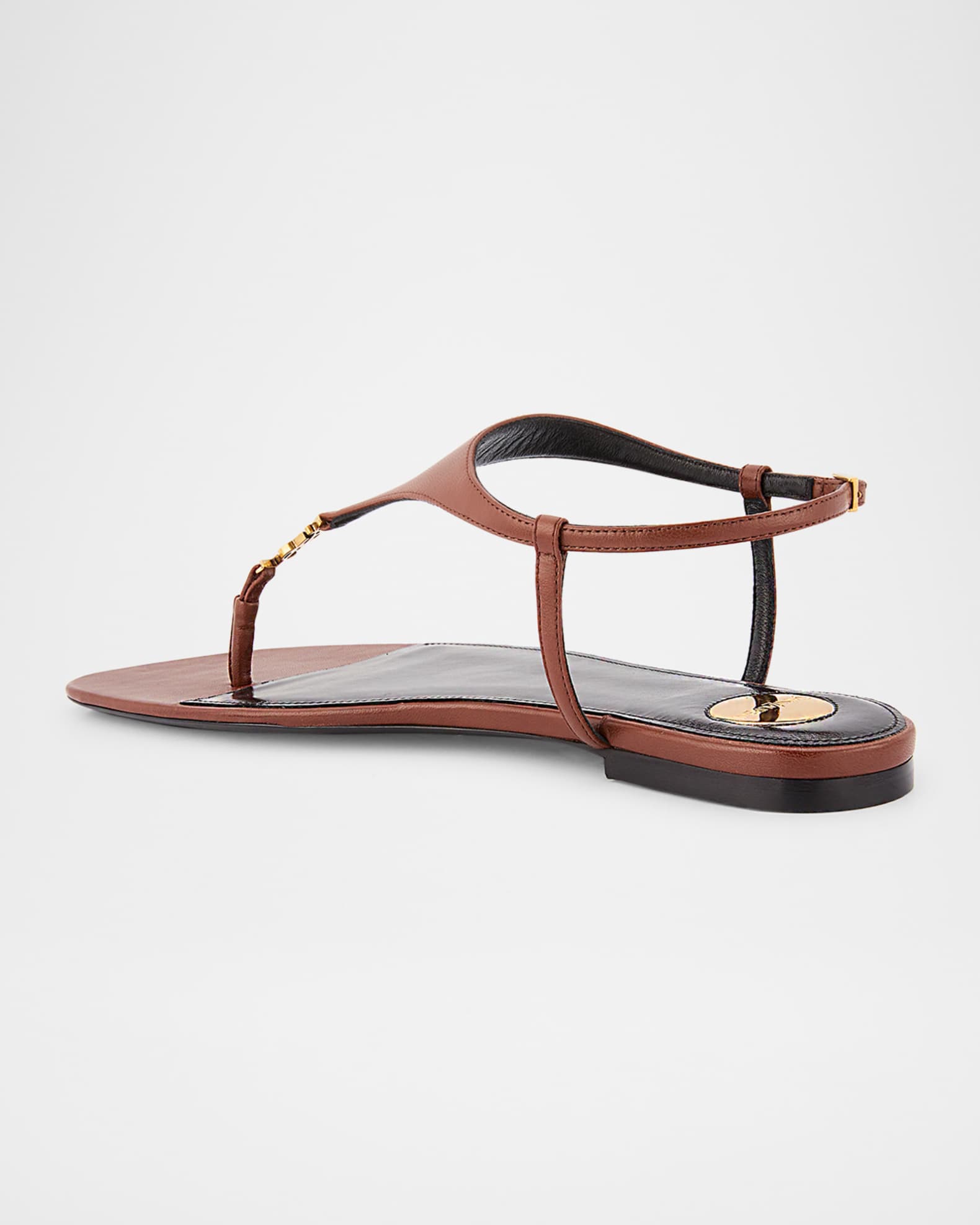 Saint Laurent Cassandra YSL Smooth Leather Sandals | Neiman