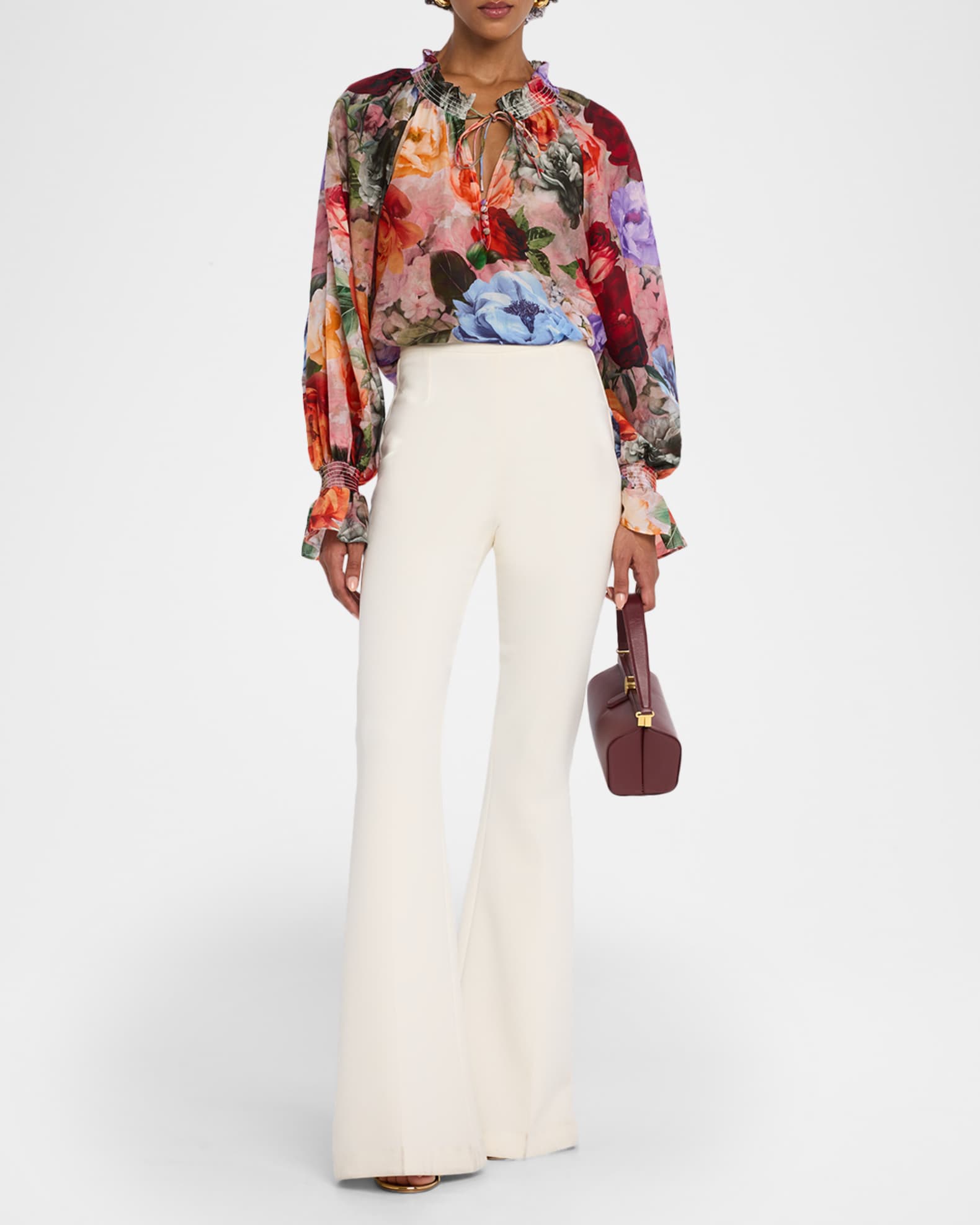 Norah Tie-Neck Peasant Blouse 1