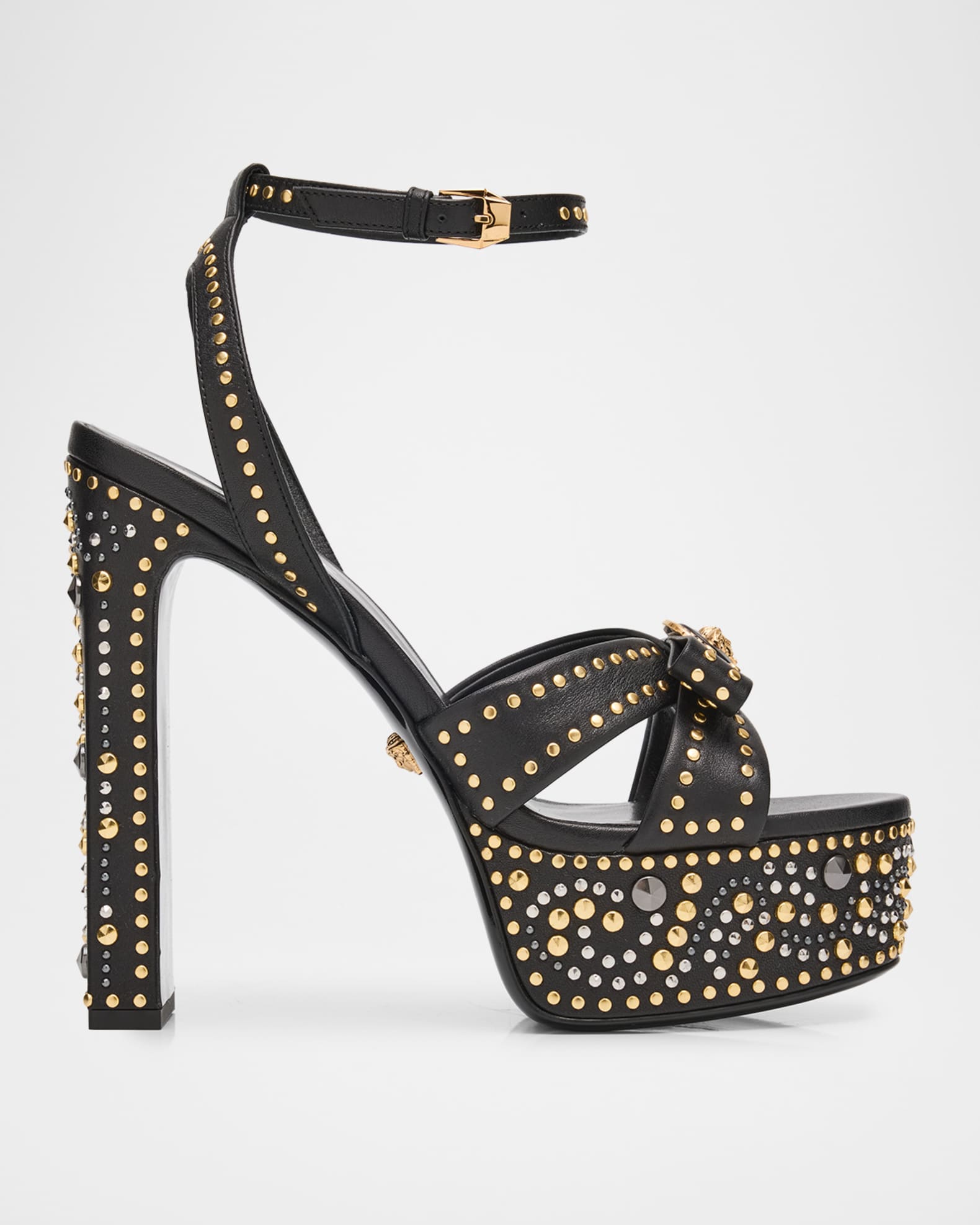 Rock and ty Gianni Versace ヴェルサーチ Versace 140mm Gianni Ribbon Studded Leather Platform Sandals